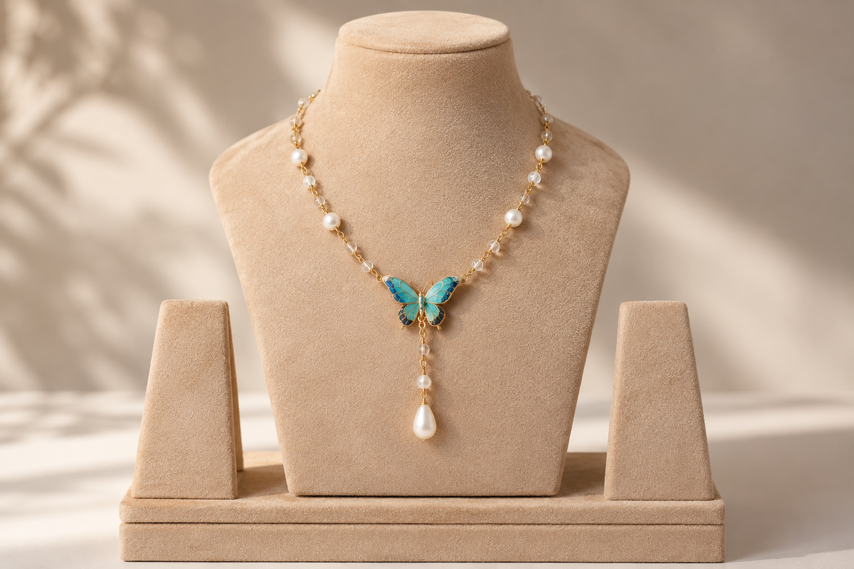 Turquoise Butterfly Centerpiece Necklace