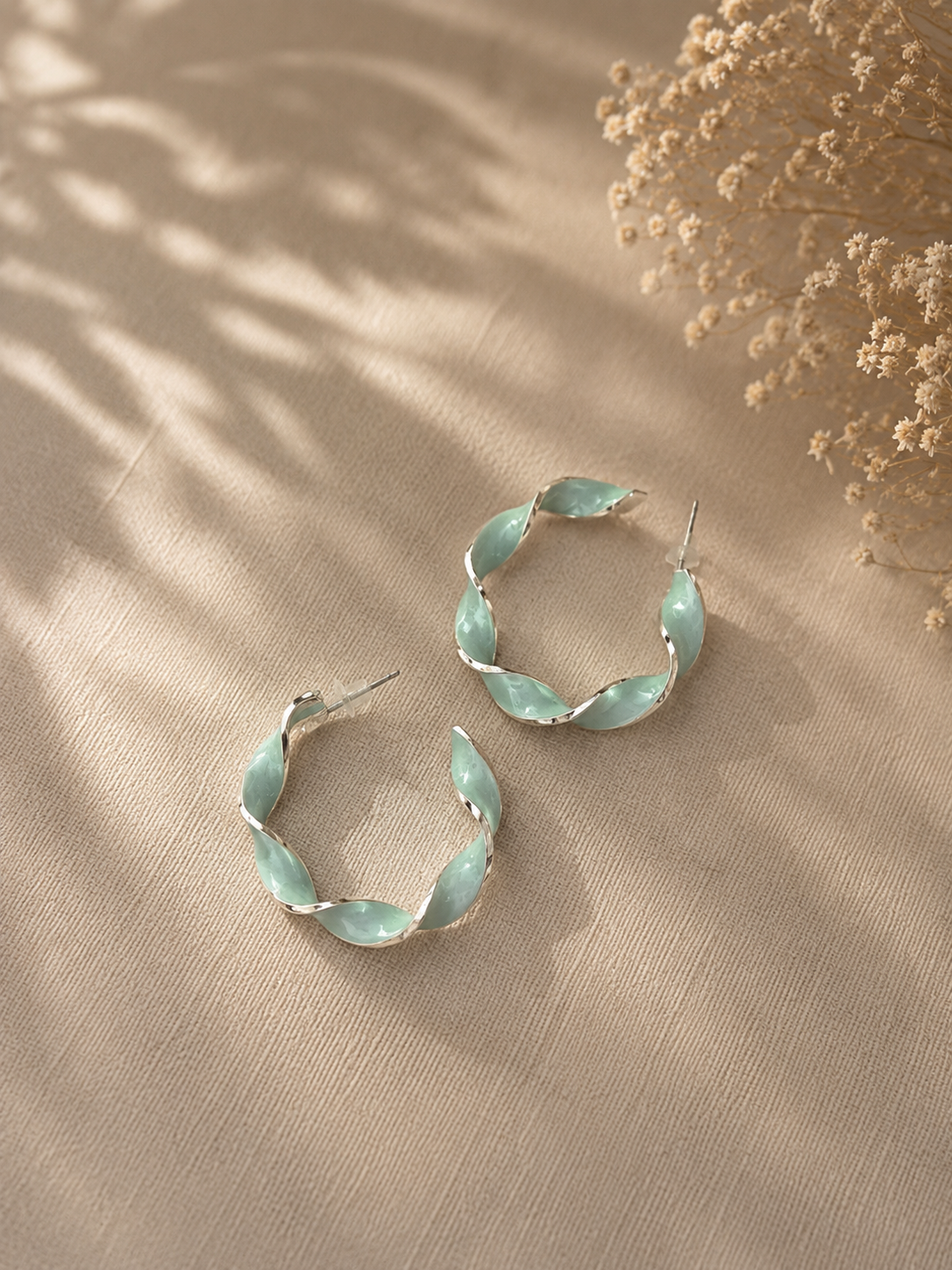 Blue Twisted Hoop Earrings for Women