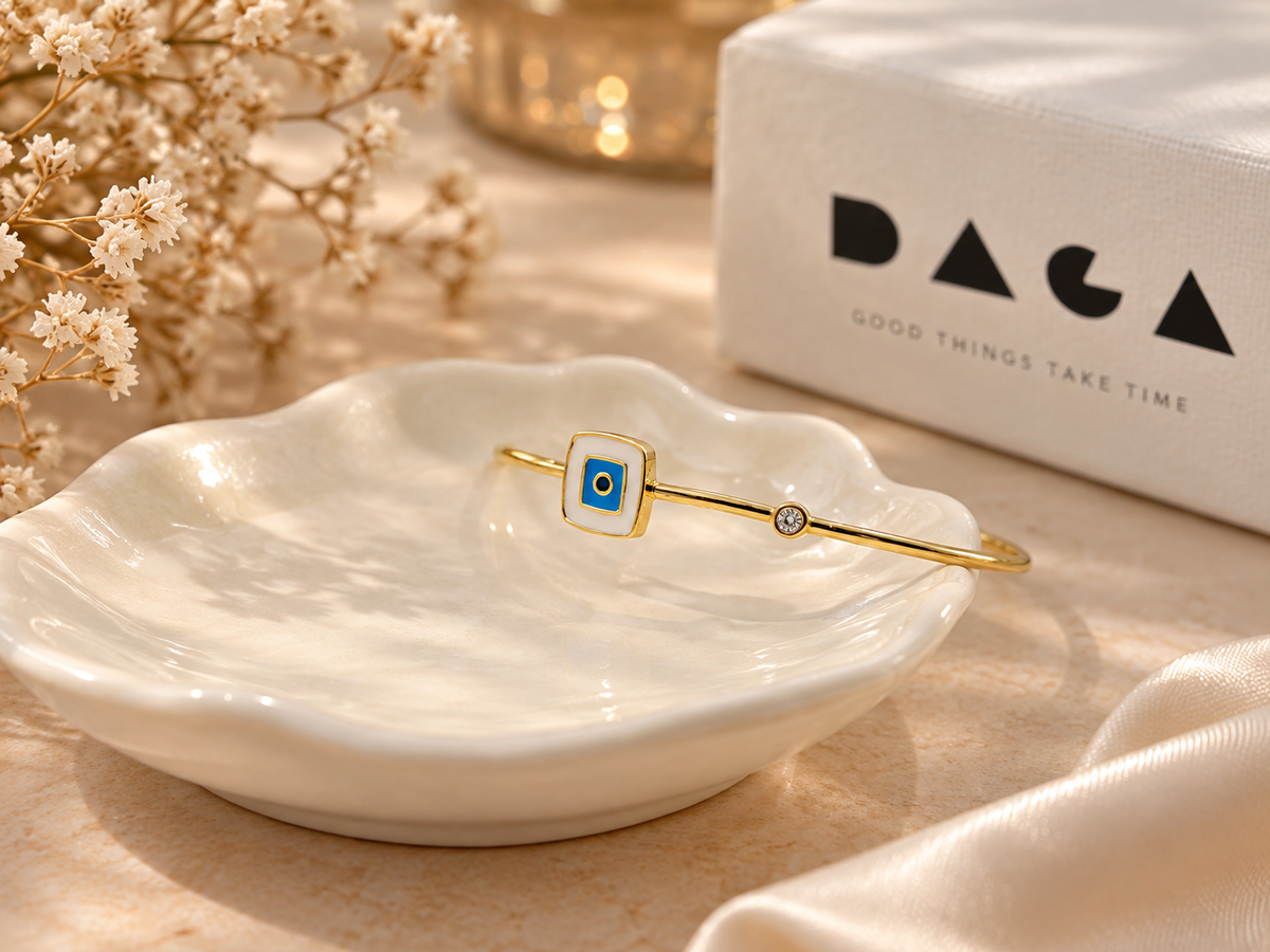 White Square Open Cuff Bracelet