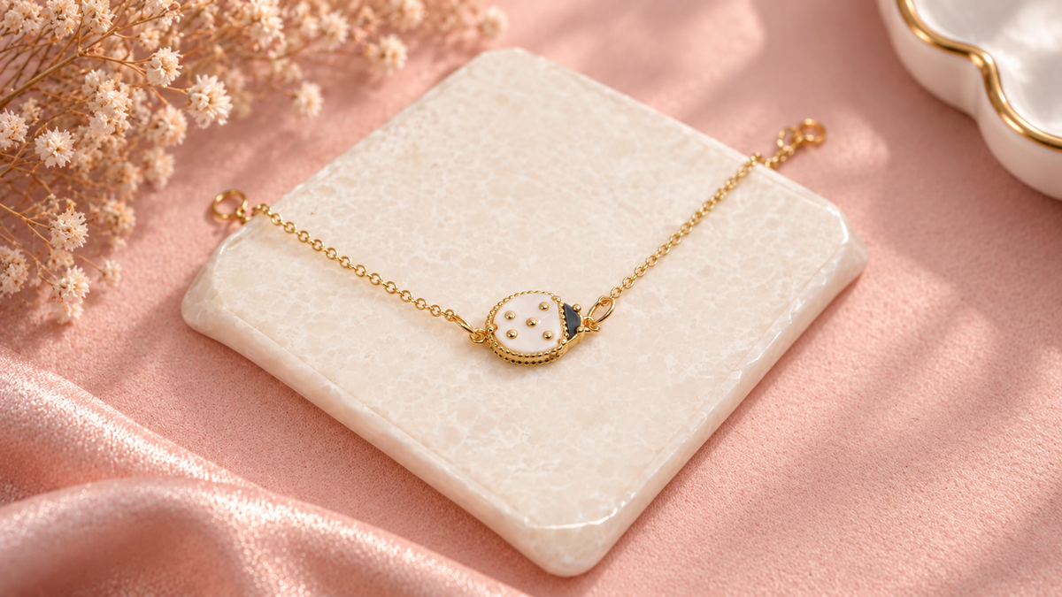 White Lady Bug Bracelet