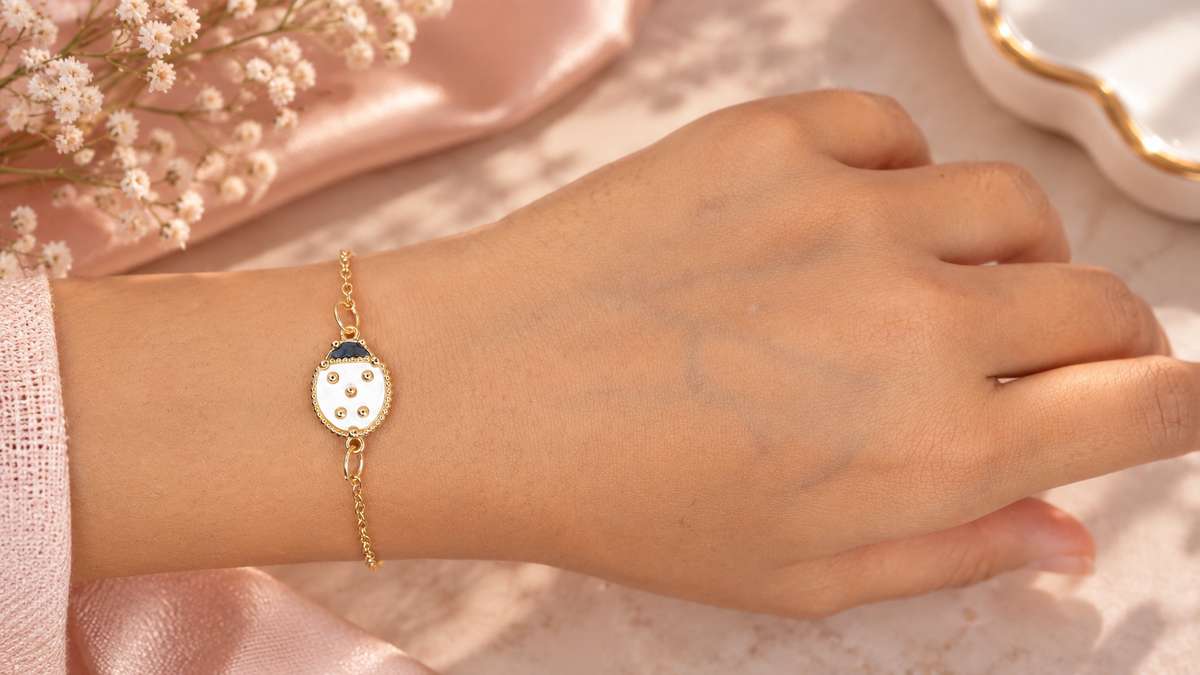 White Lady Bug Bracelet
