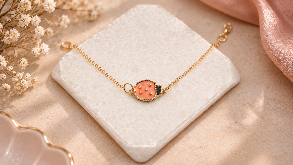 Orange Lady Bug Bracelet