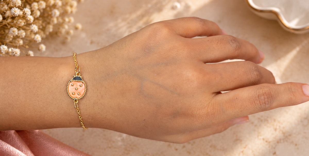 Orange Lady Bug Bracelet