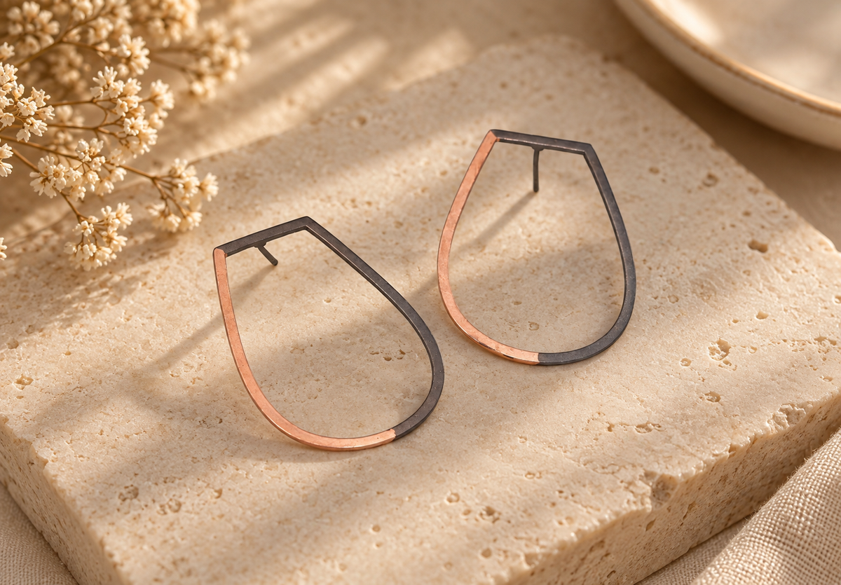 Minimalist Geometric Hoop Stud Earrings