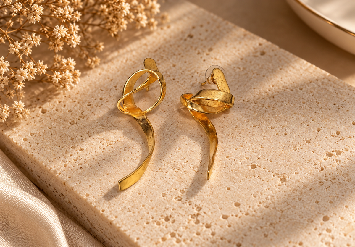 Elegant Twisted Metal Statement Earrings