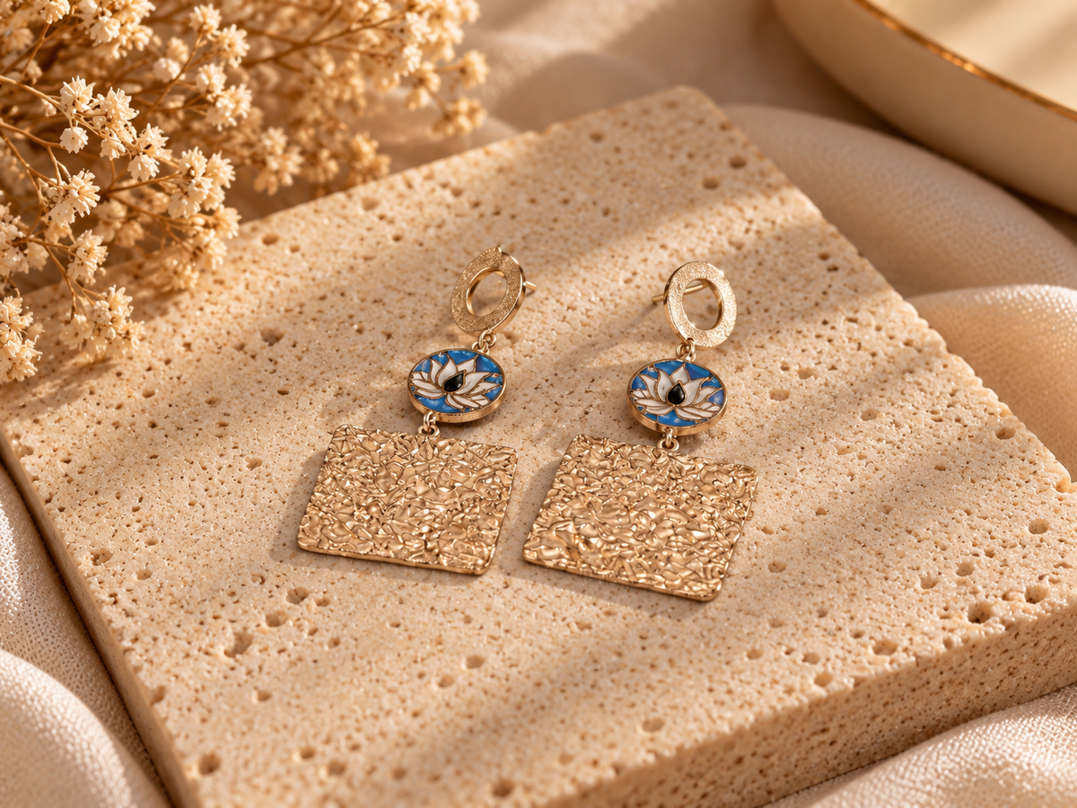 Textured Square Drop Earrings
