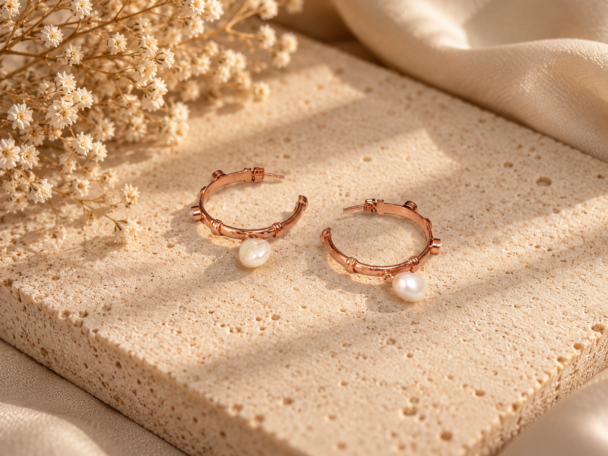 Daga-accessories Elegant Pearl Hoop Earrings