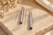 Silver Cylinder Drop Earring