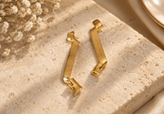 Golden Ribbon Style Drop Earrings