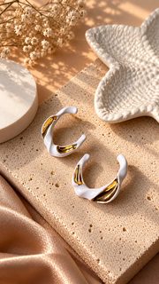 White Twisted Hoop Earrings