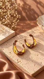 Brown Twisted Hoop Earrings