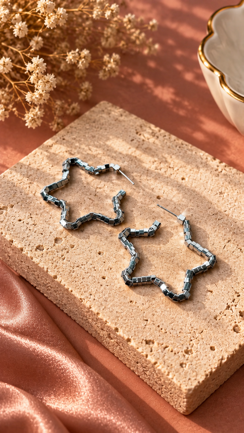Star Shaped Hoop Earrings