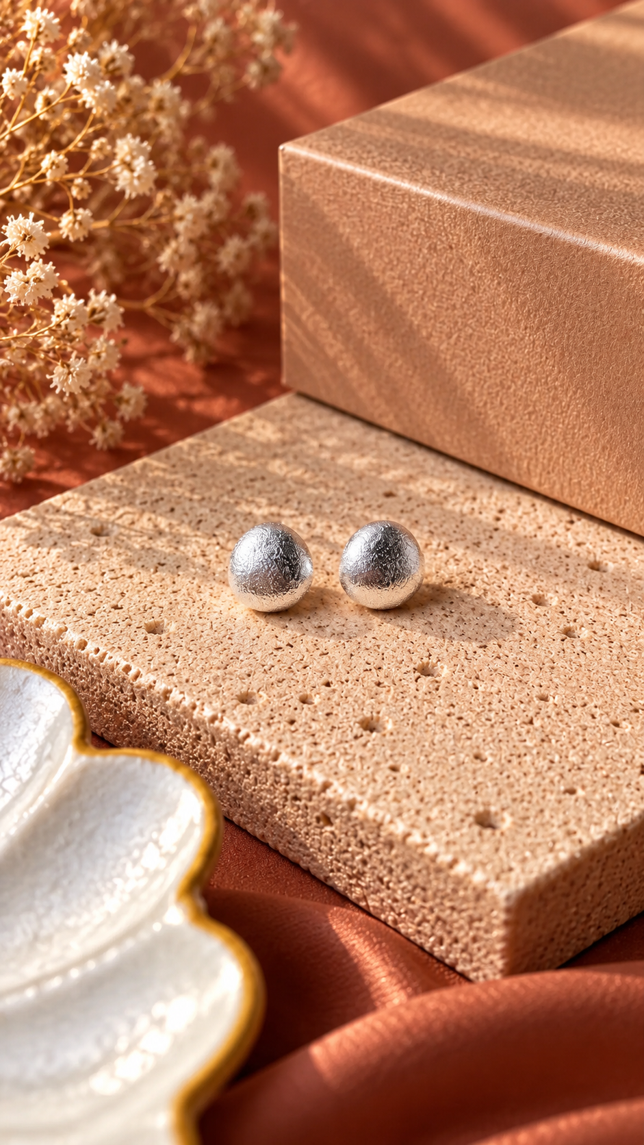 Minimalist Textured Dome Stud Earrings