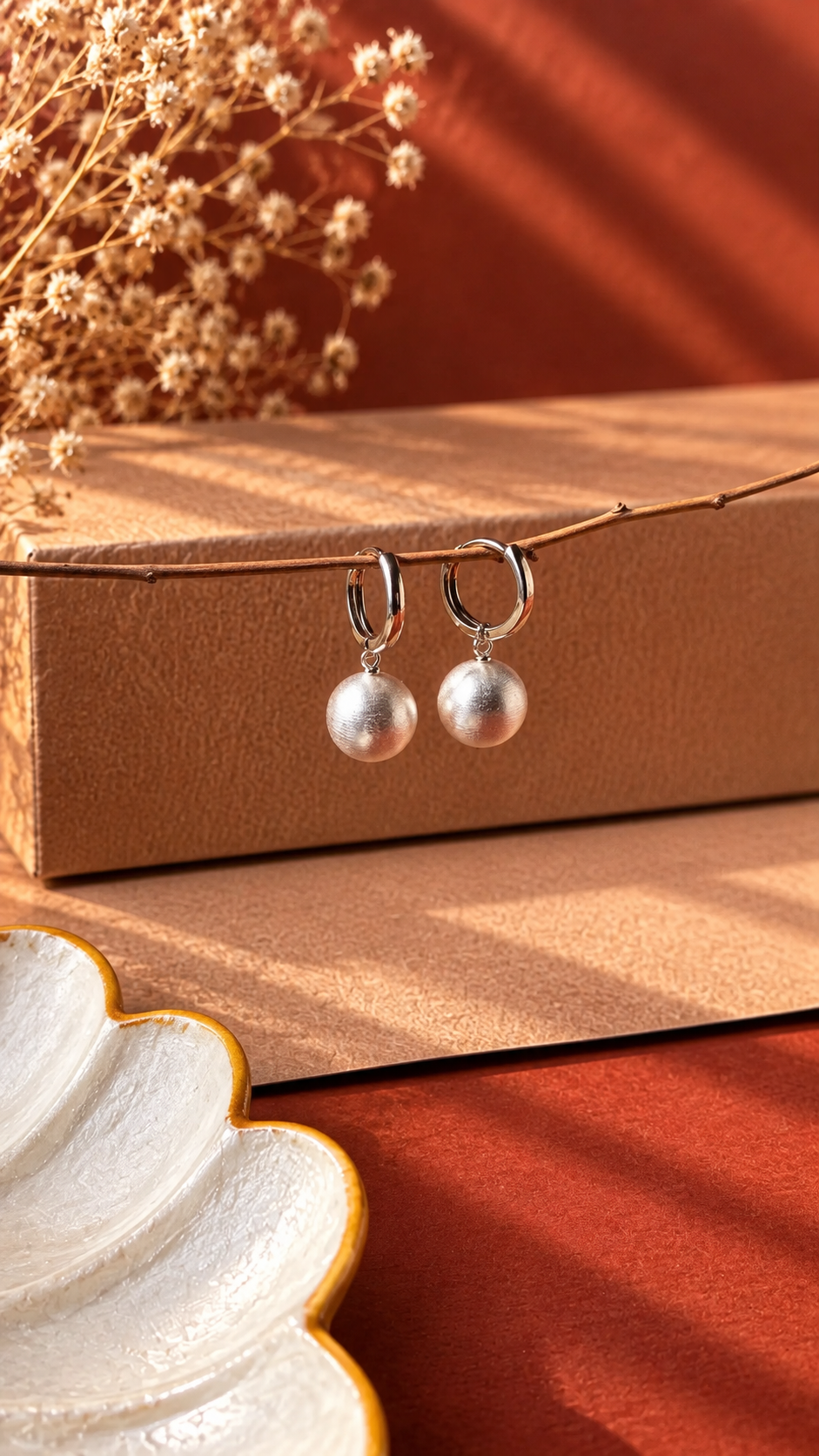 Elegant Minimalist Hoop Earrings with Hanging Spheres