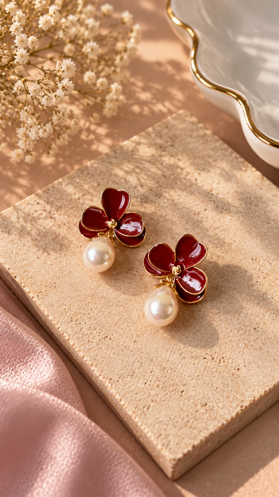 Elegant Floral Design Drop Earrings