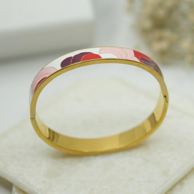 Stainless steel Abstract Enamel cuff