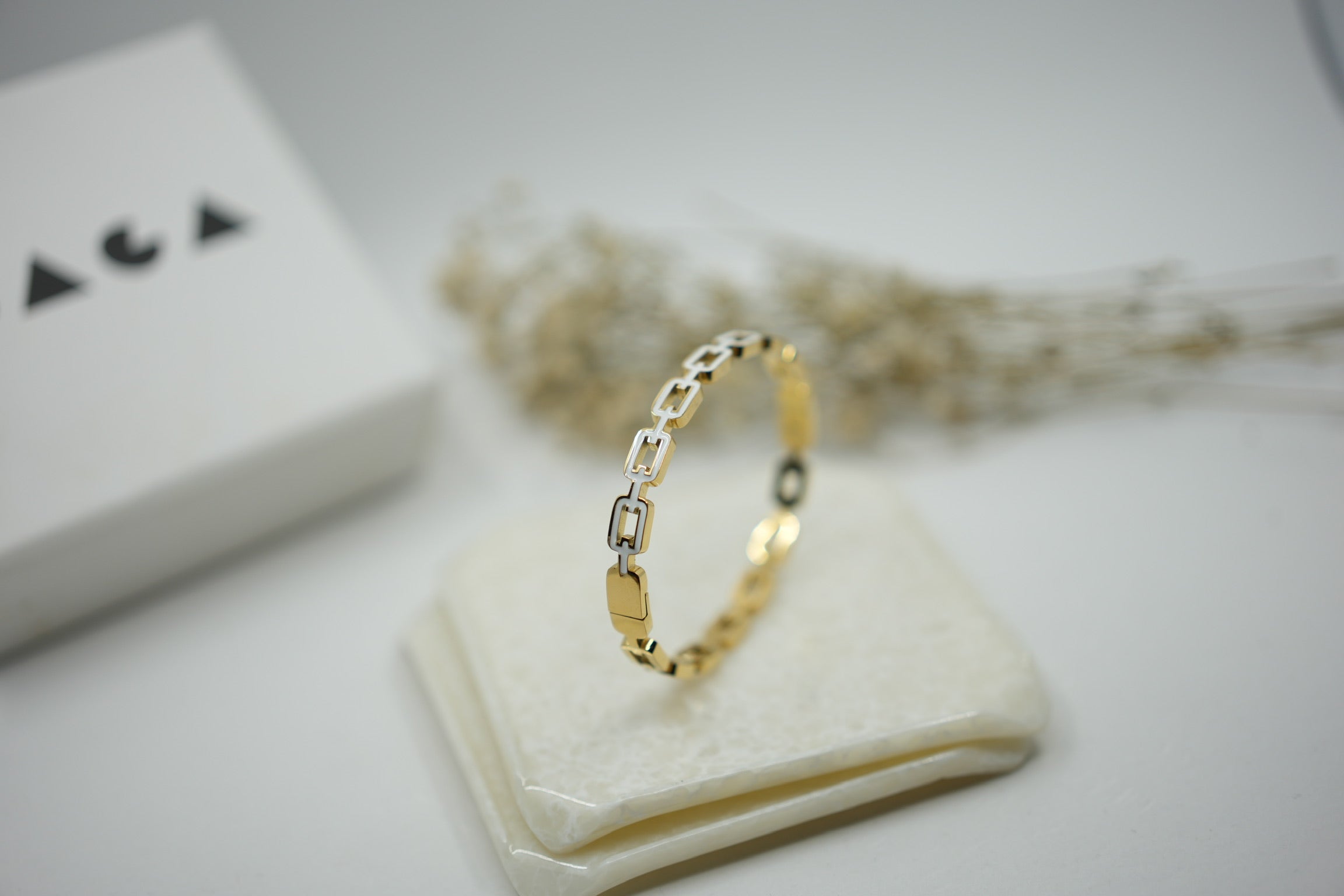 Stainless Steel Linked style Enamel cuff