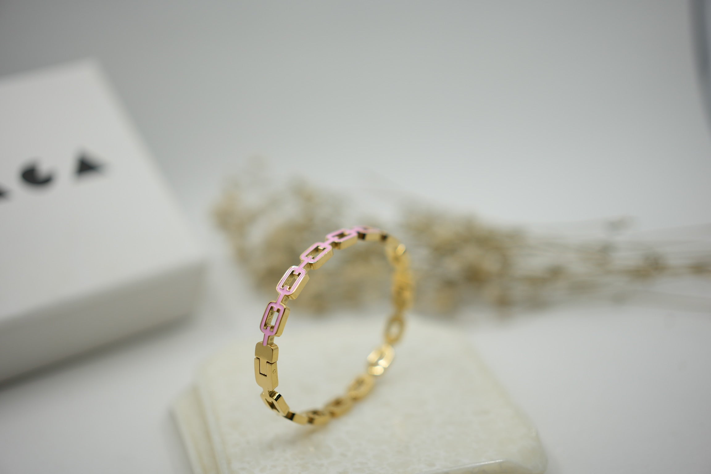 Stainless Steel Linked style Enamel cuff