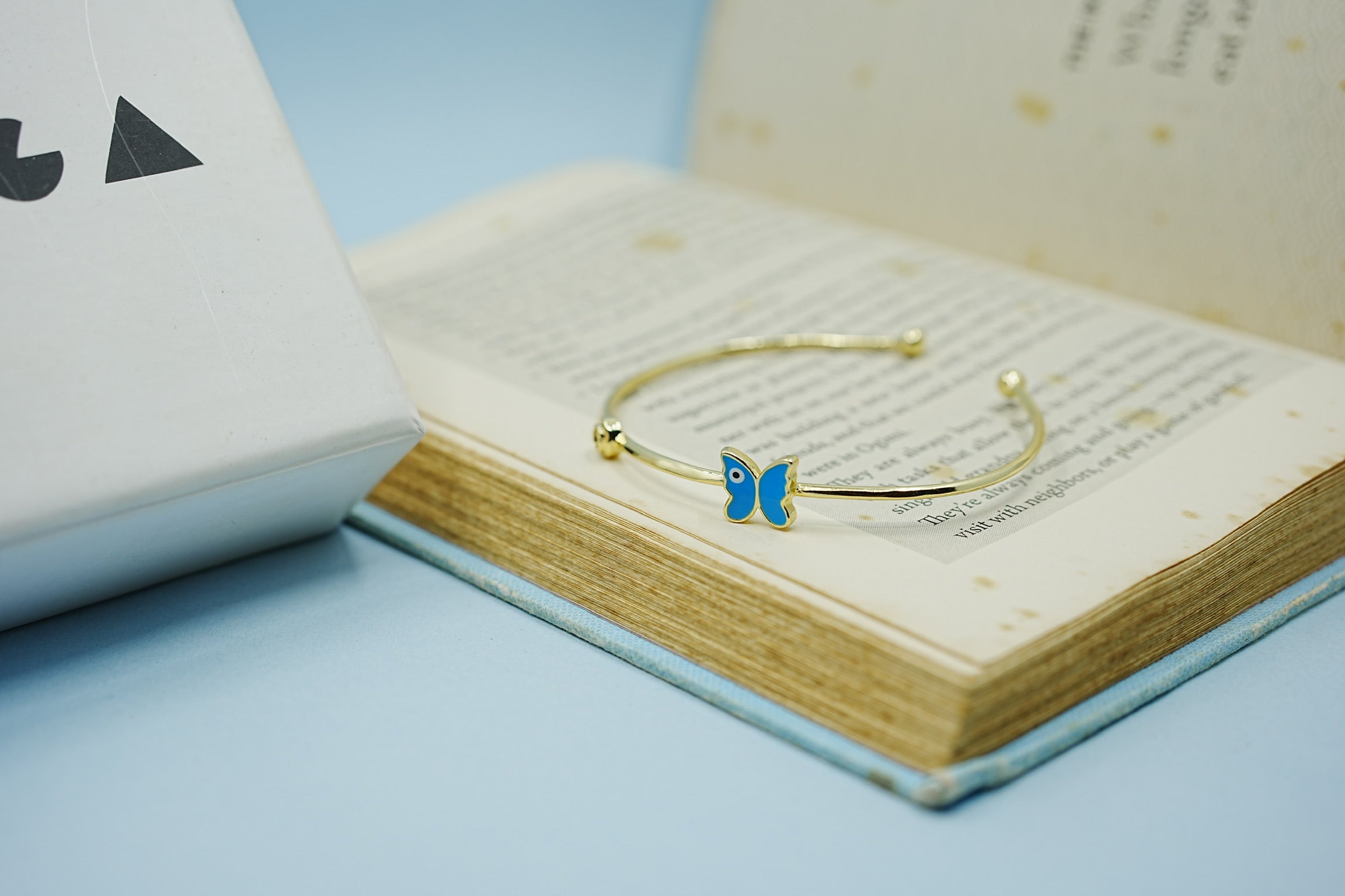 Stainless Steel Butterfly Evil Eye Cuff