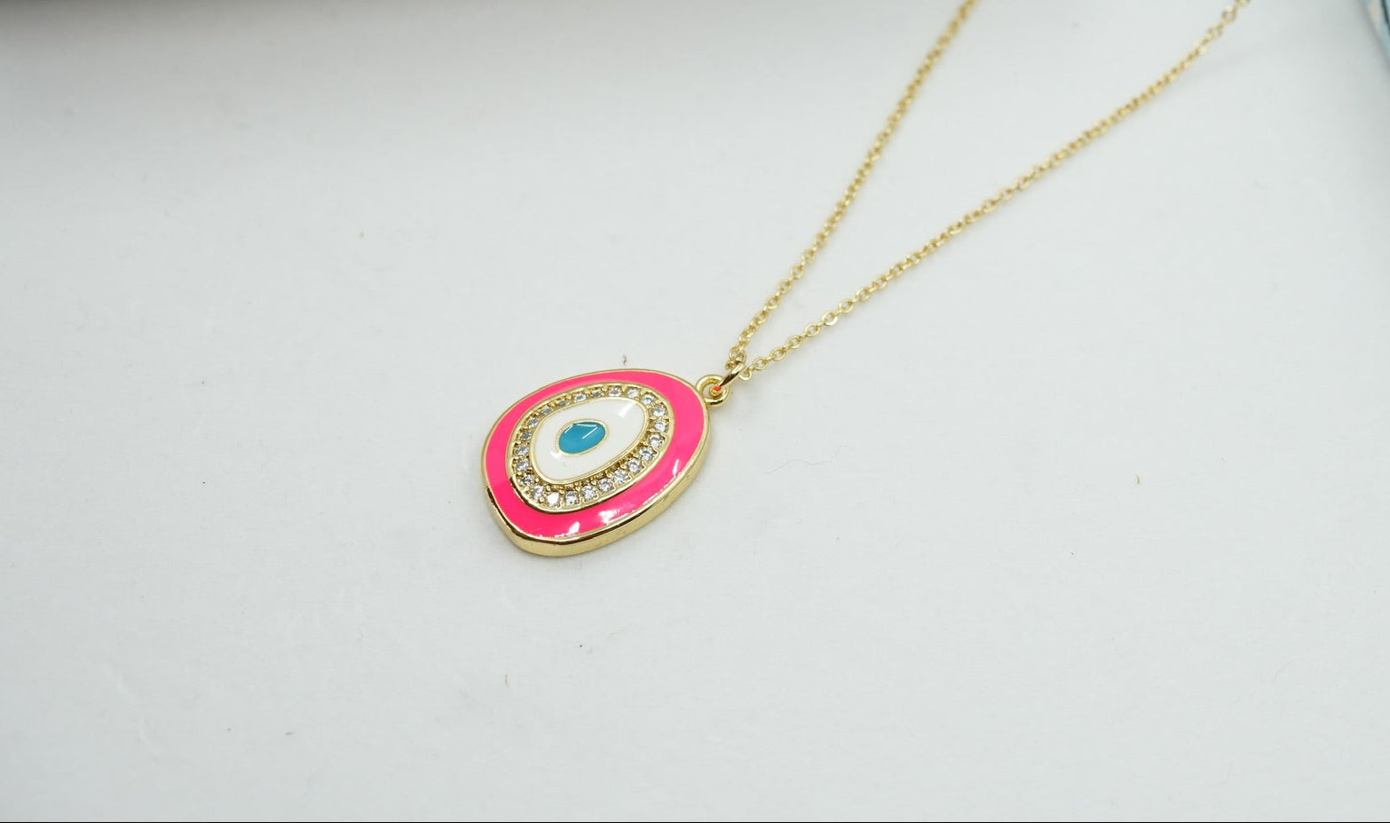 Evil eye hot pink  necklace