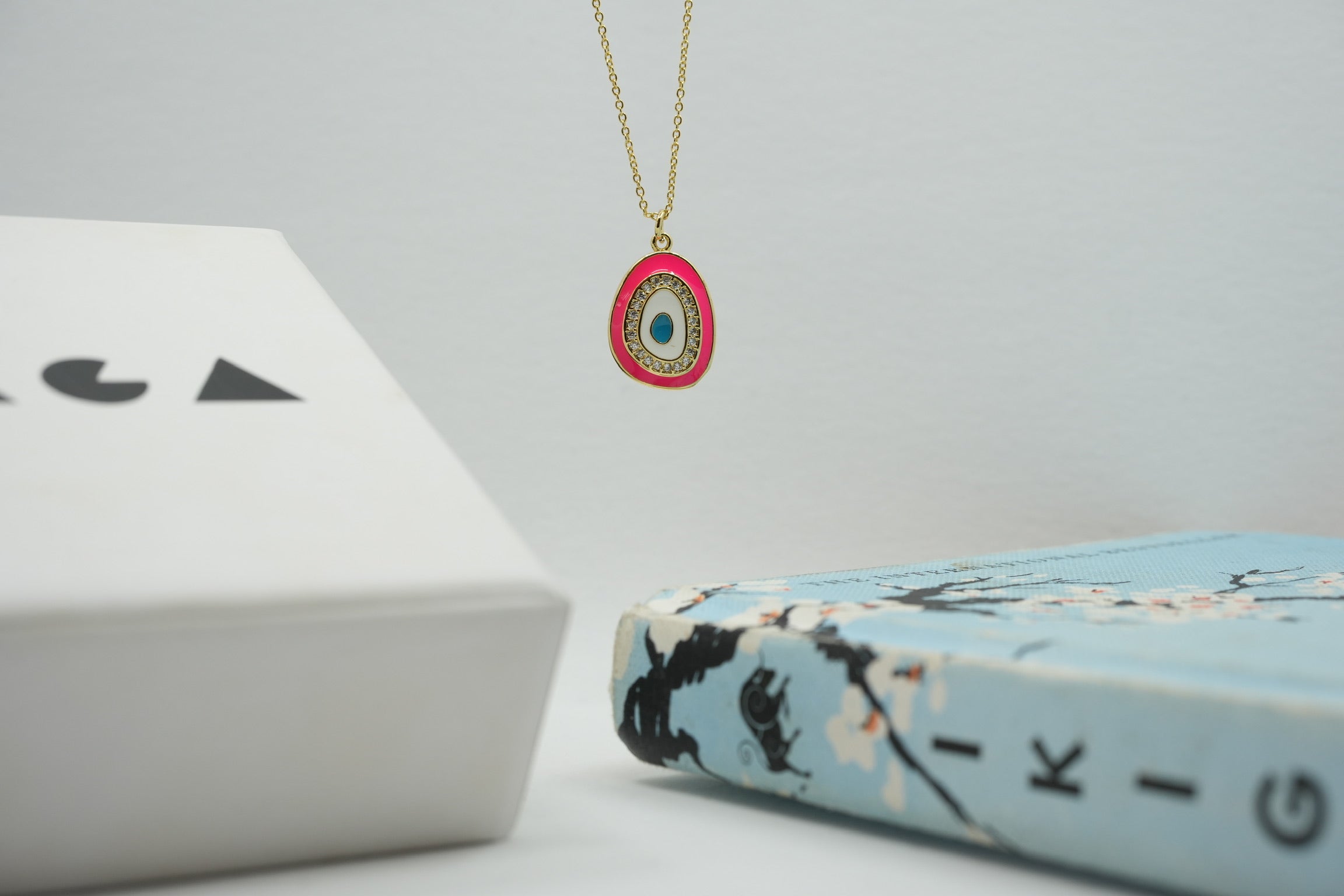 Evil eye hot pink  necklace