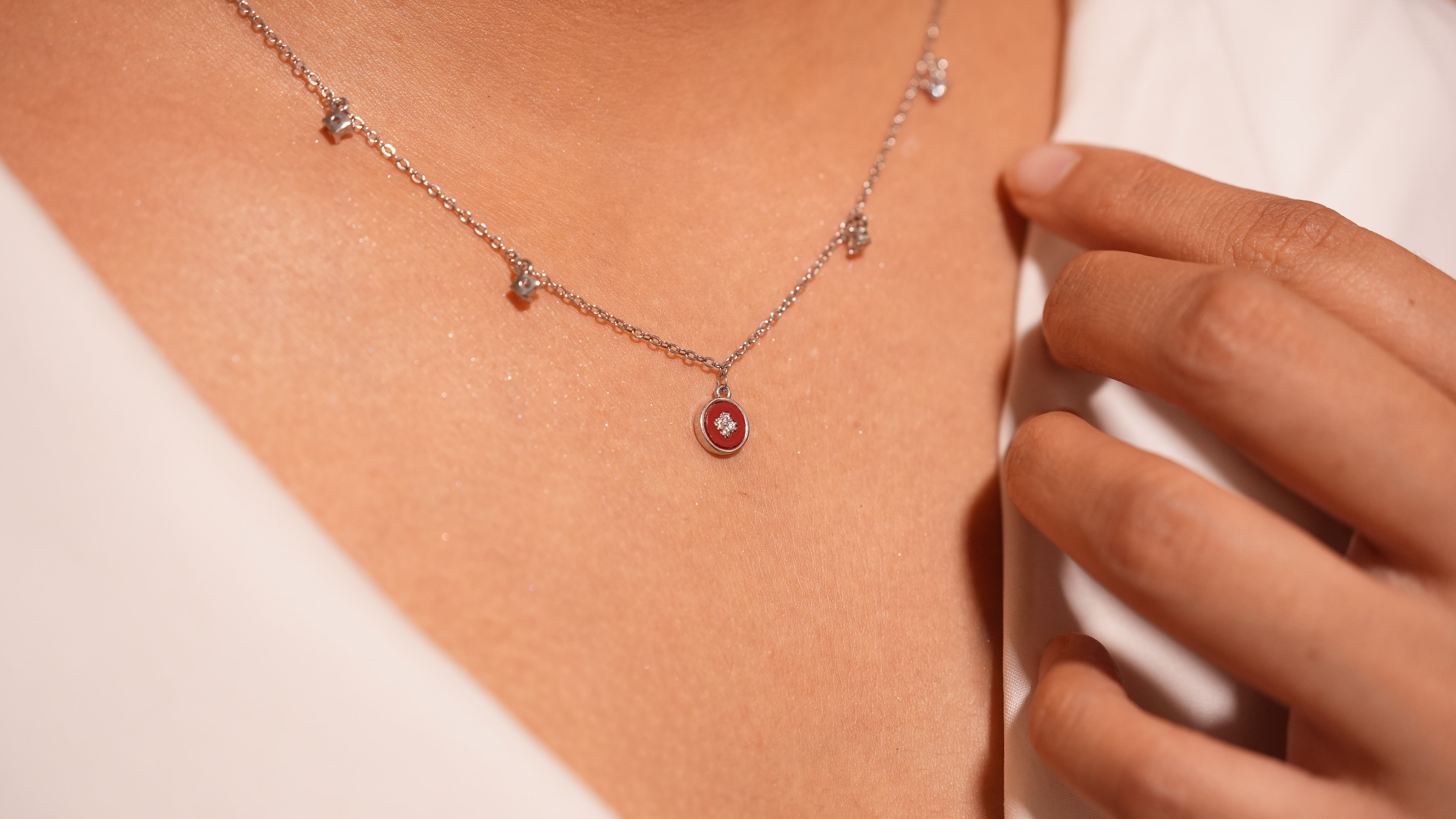 Lunar locket Necklace Red