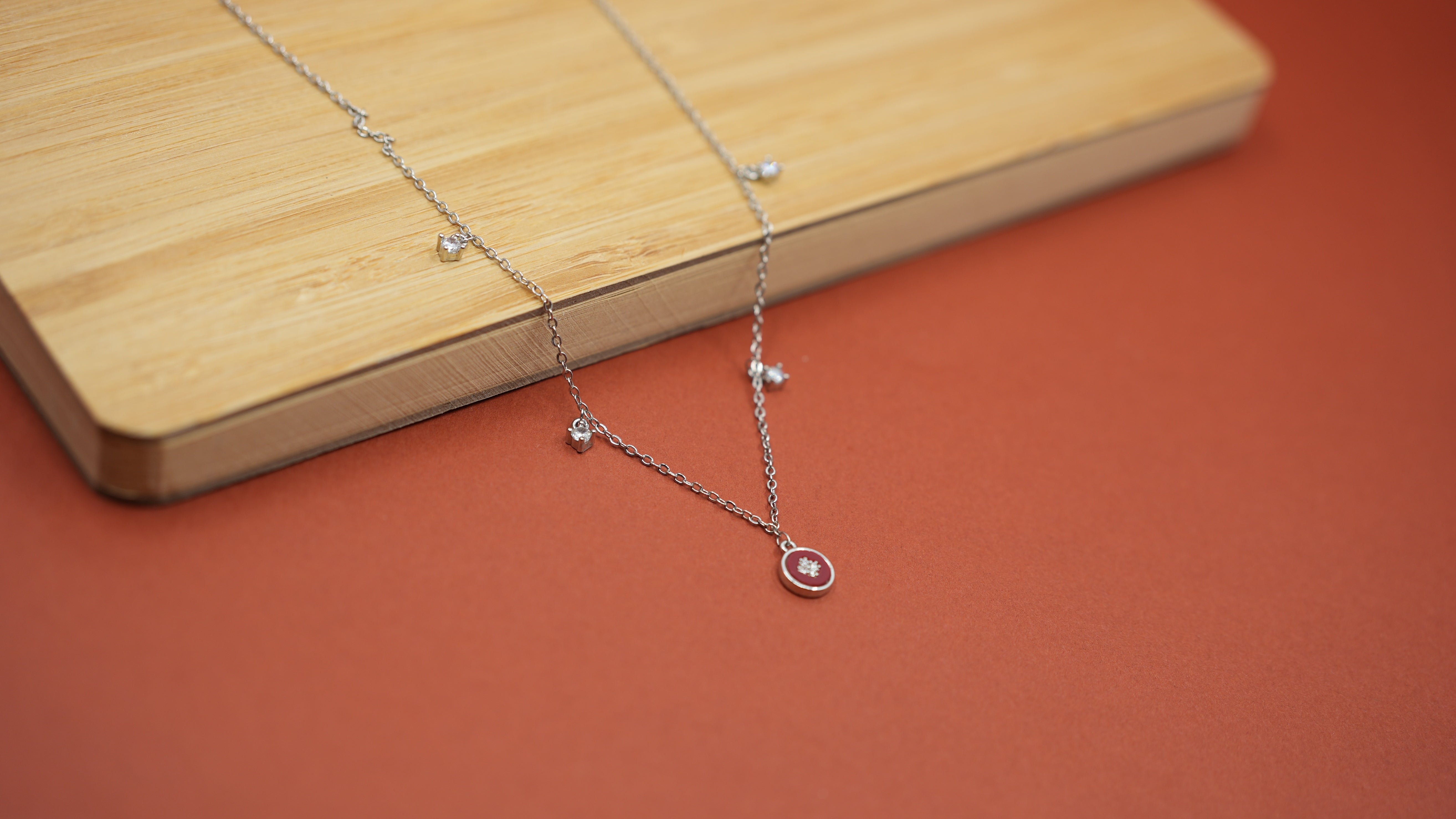 Lunar locket Necklace Red