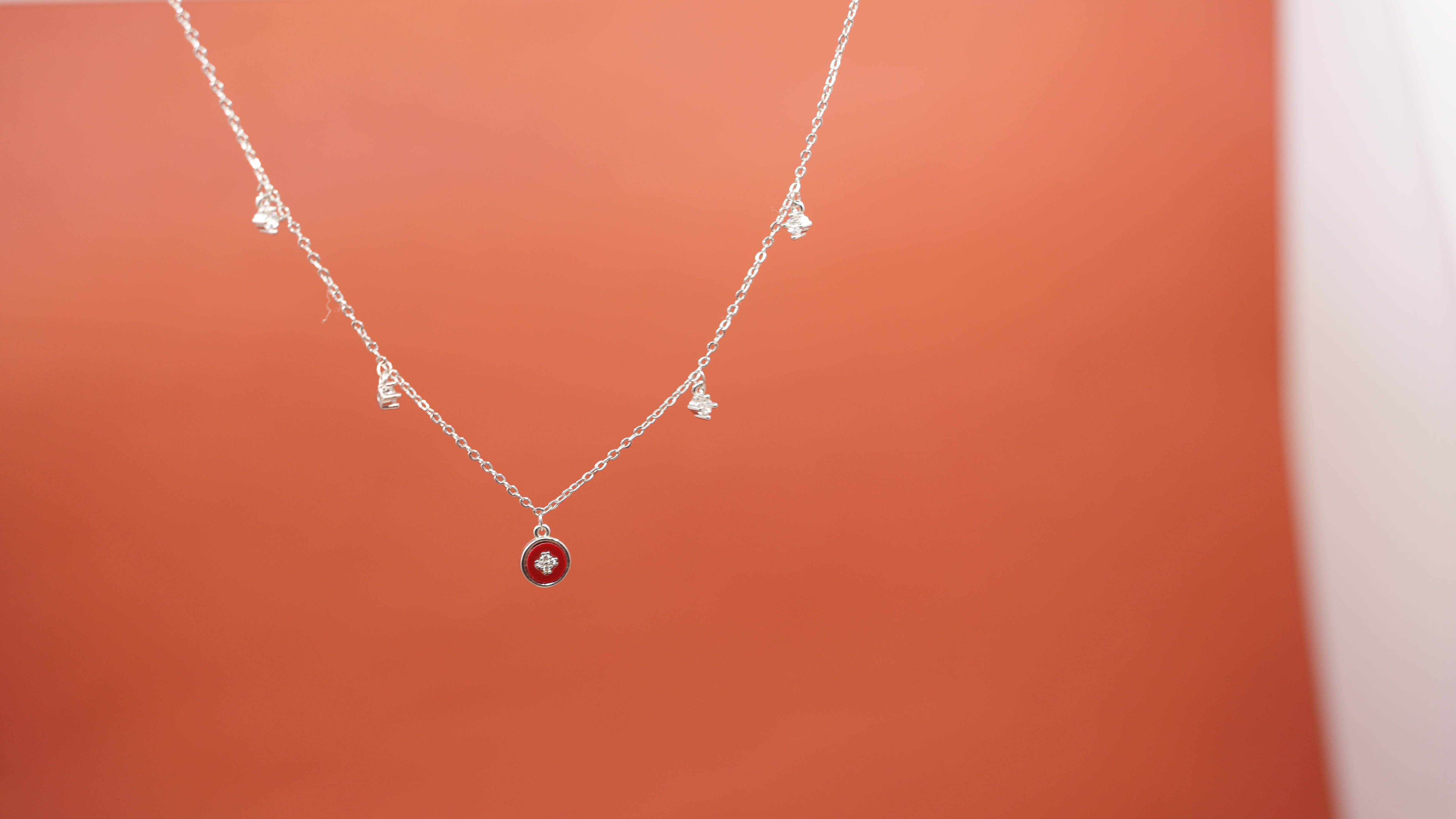 Lunar locket Necklace Red