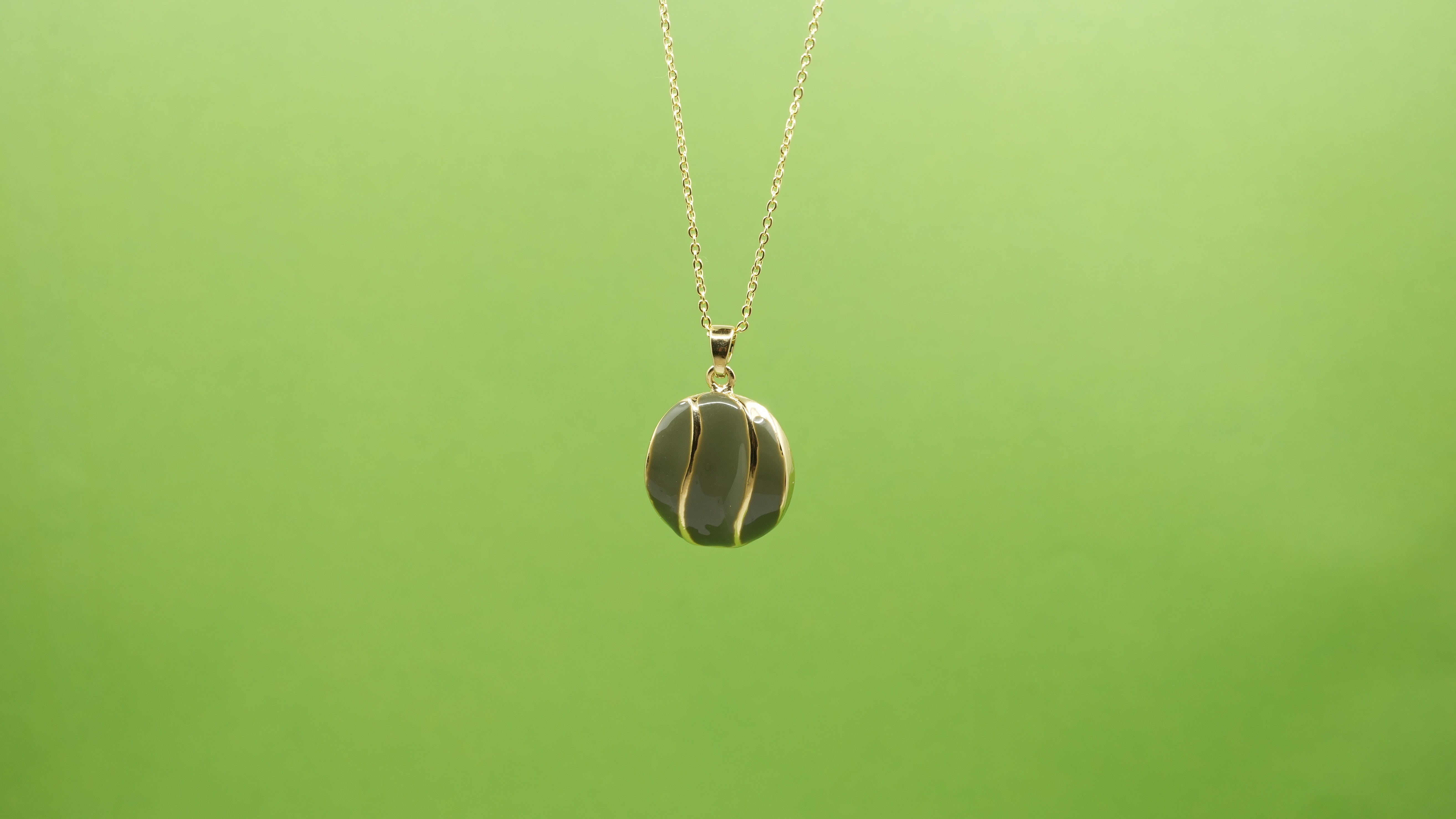 Echo Lines Enamel Necklace Green