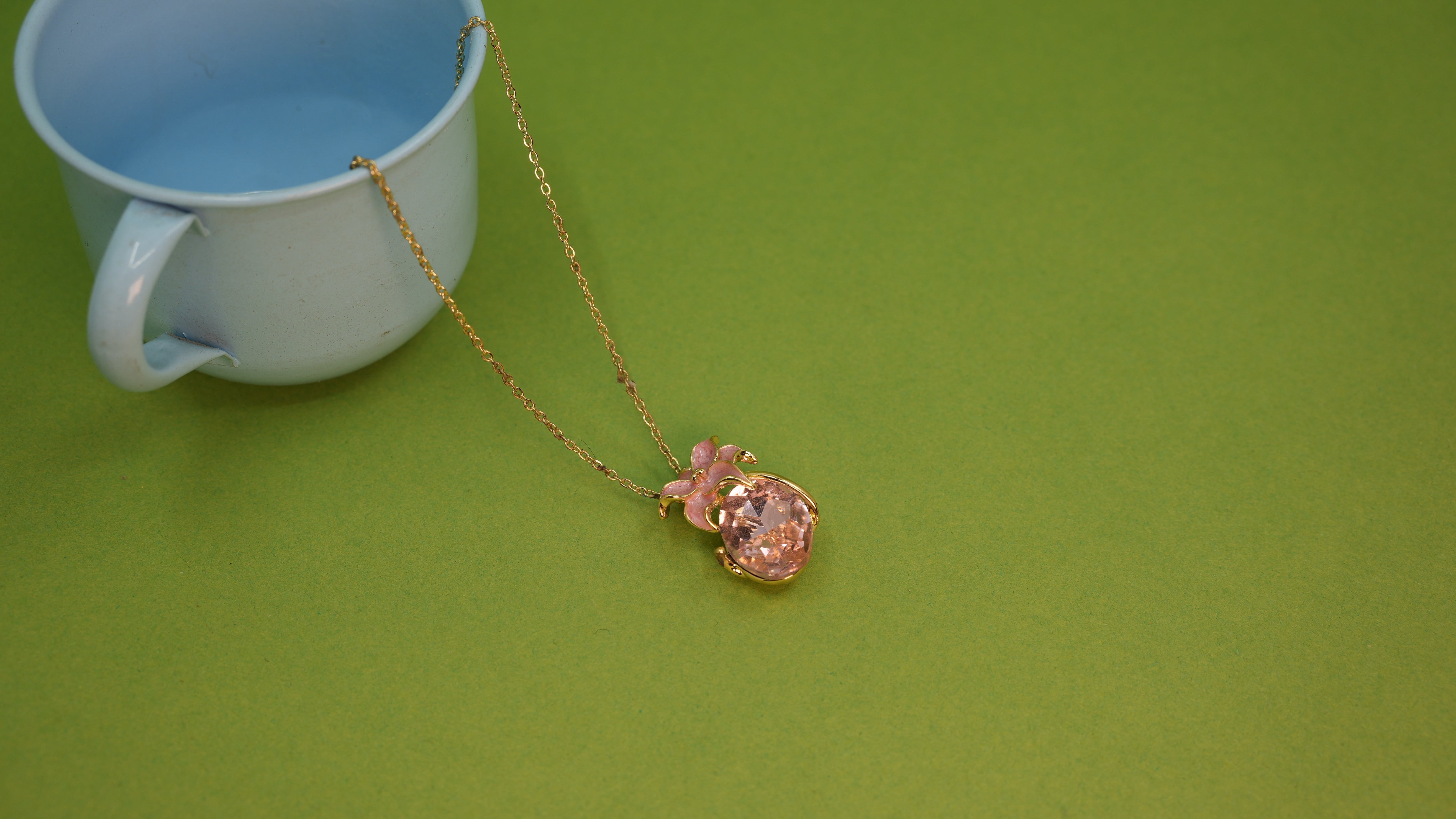 Floral Fusion Enamel Necklace Pink