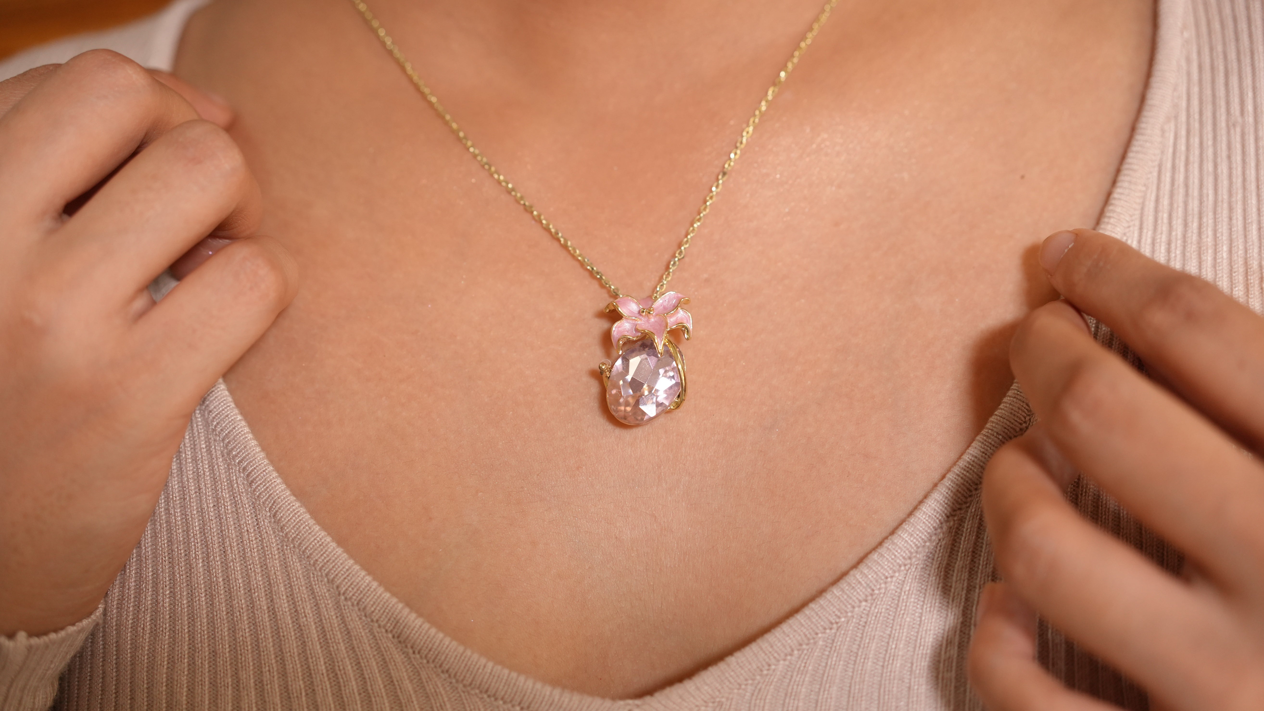 Floral Fusion Enamel Necklace Pink