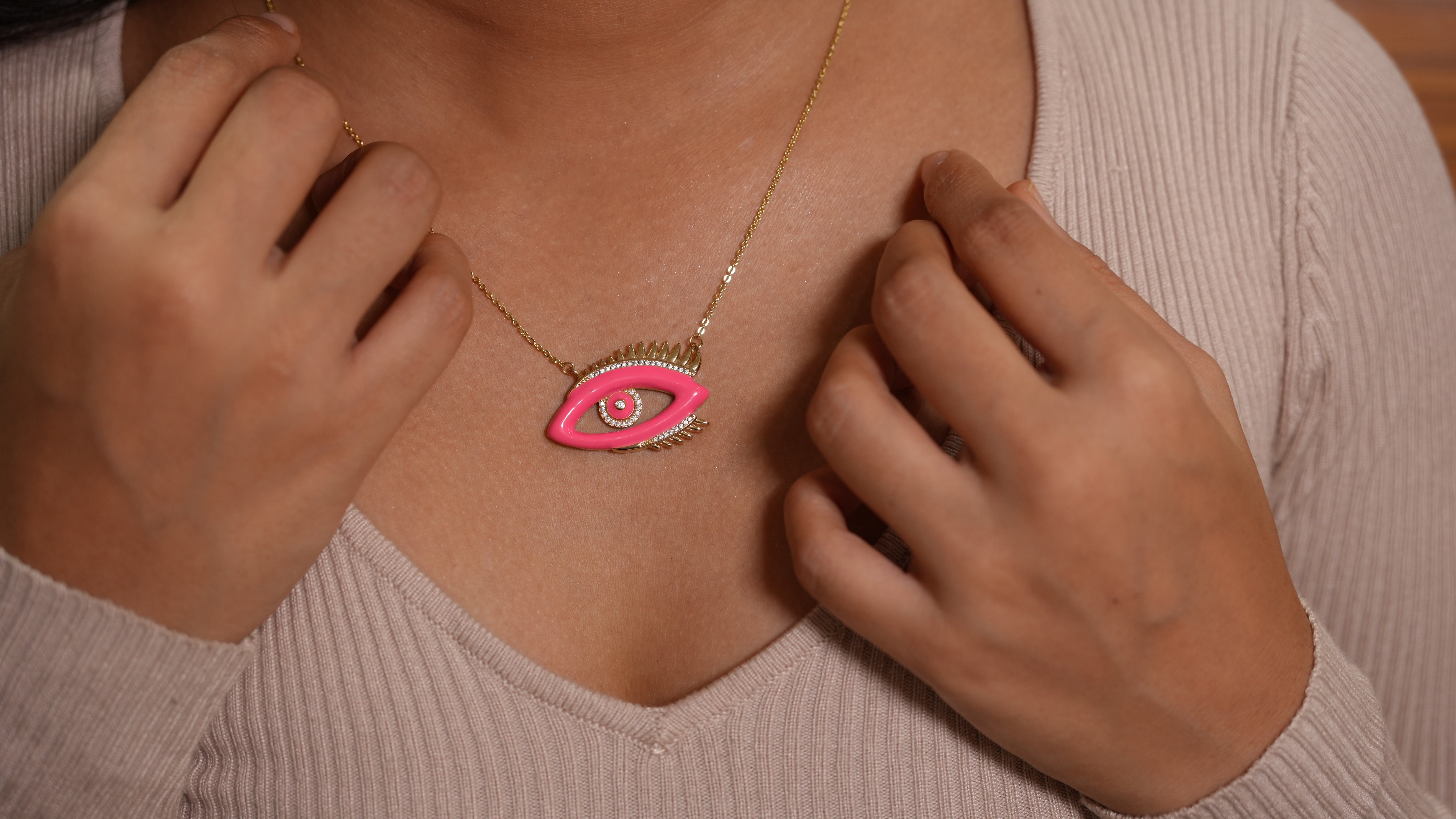 Nazar No More Necklace Neon Pink