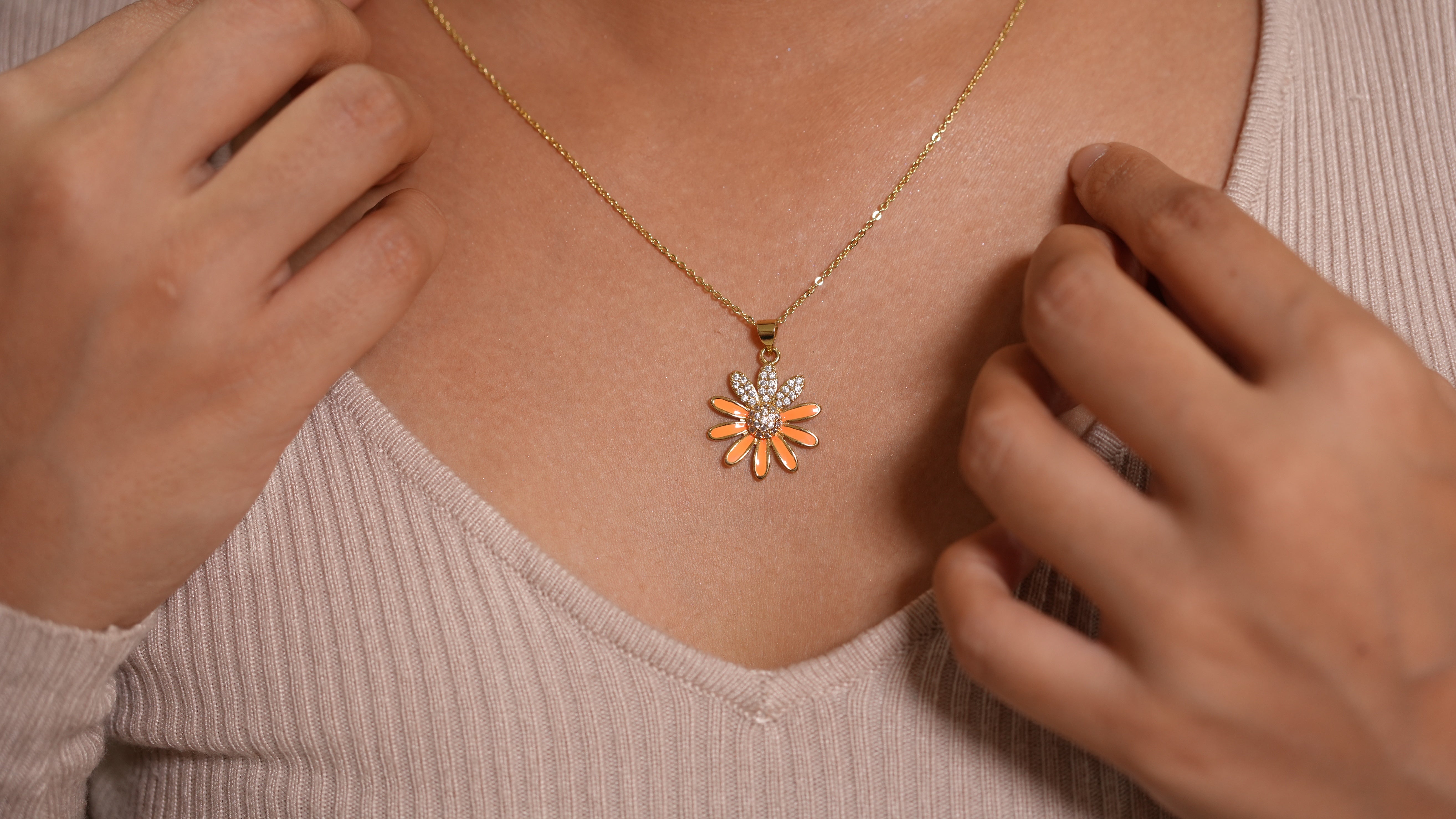Sunny Bloom Orange Necklace