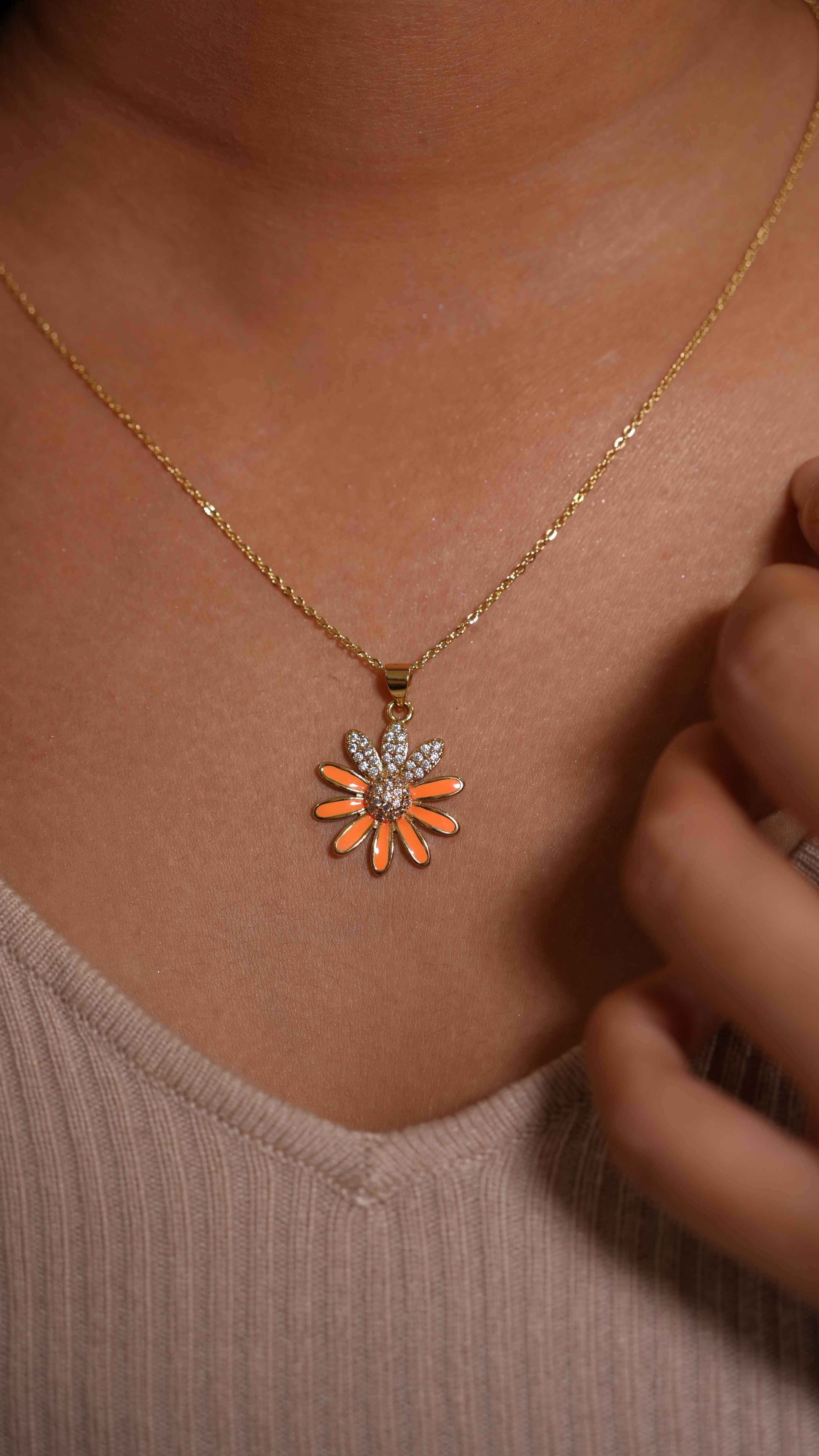 Sunny Bloom Orange Necklace