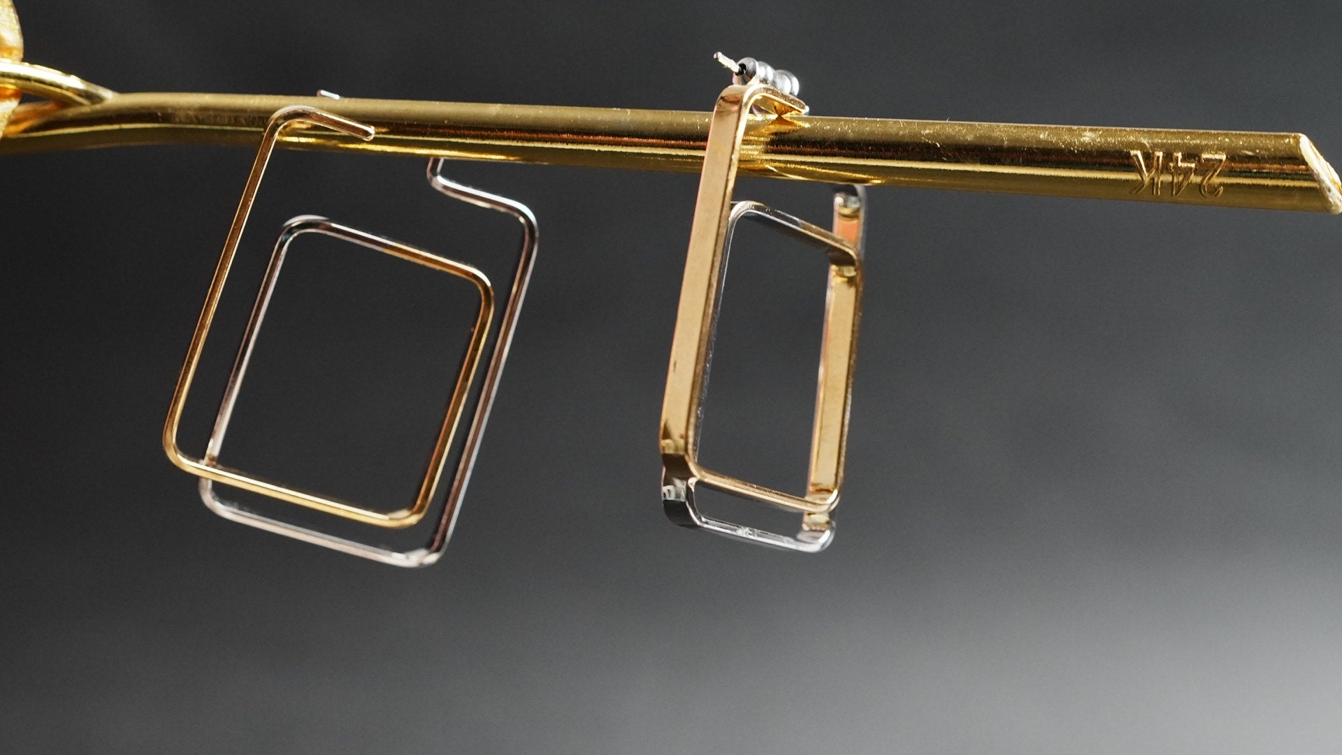 Two toned rectangle hoops