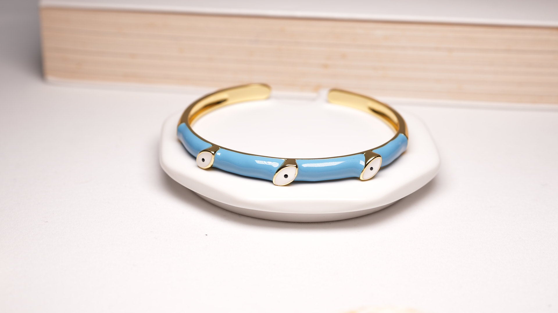 Aqua Trinity Evil eye cuff