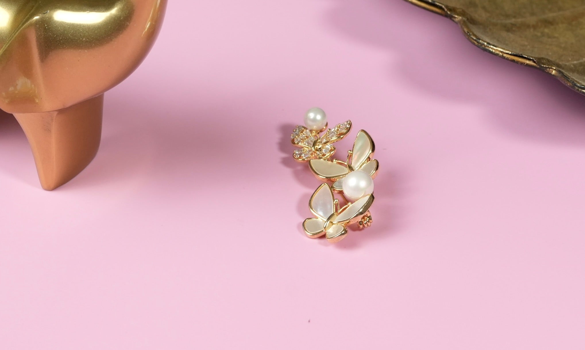 Tri Butterfly MOP Brooch