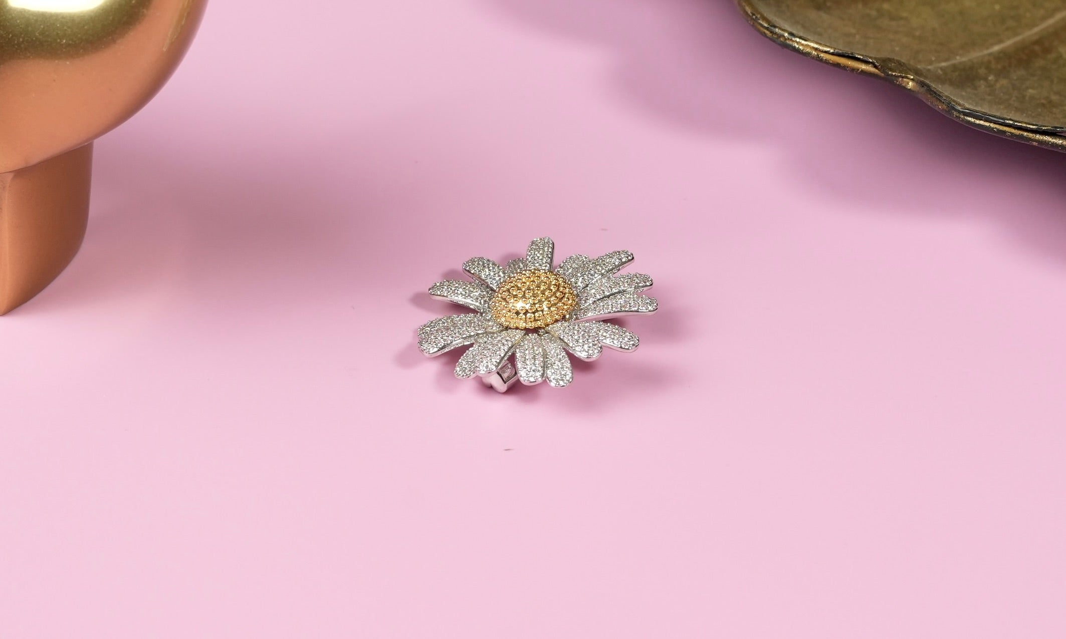 Sliver studded flower Brooch