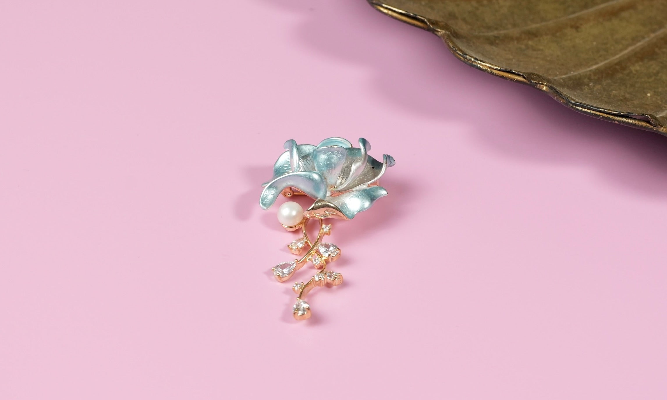 Blue Rose Brooch