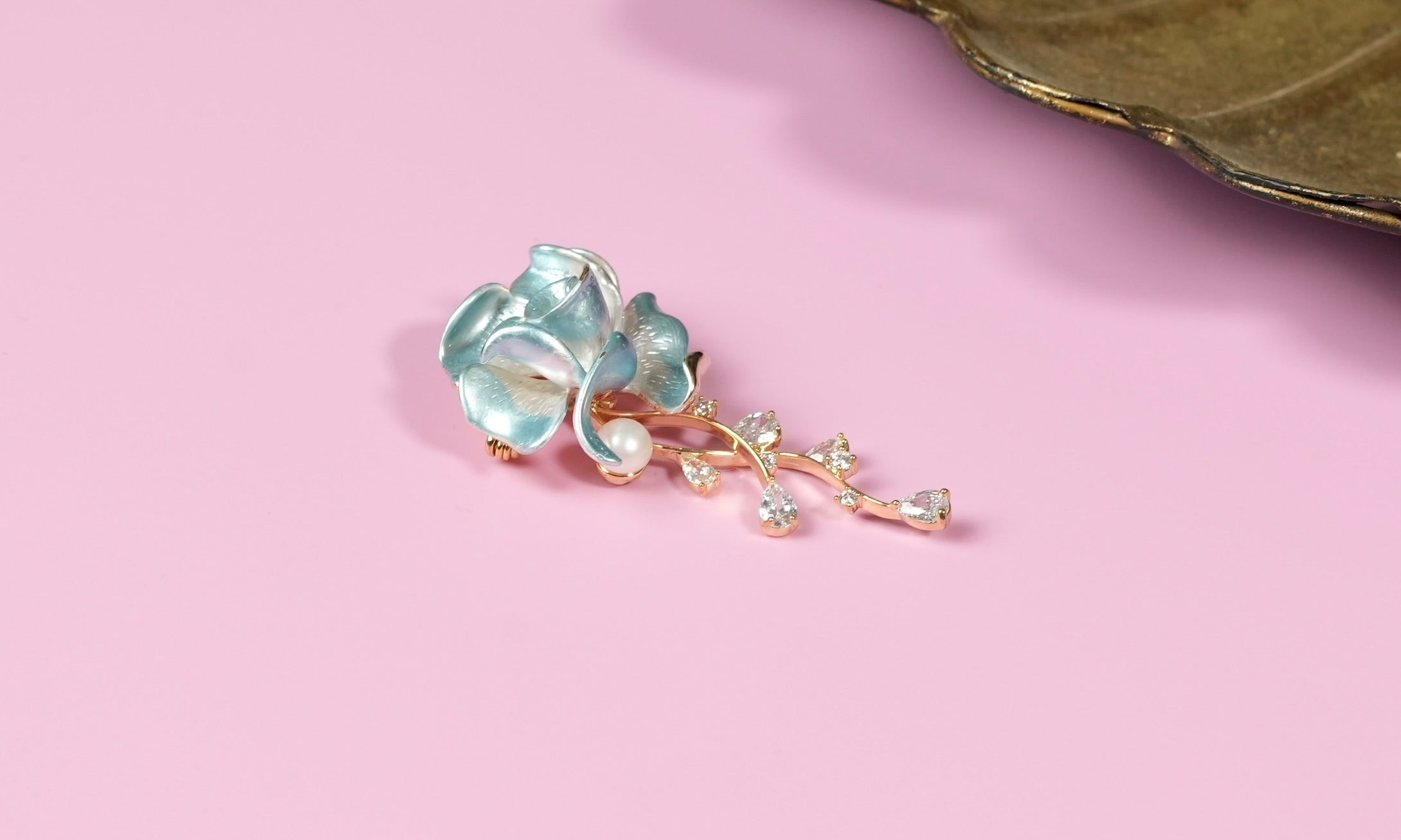 Blue Rose Brooch
