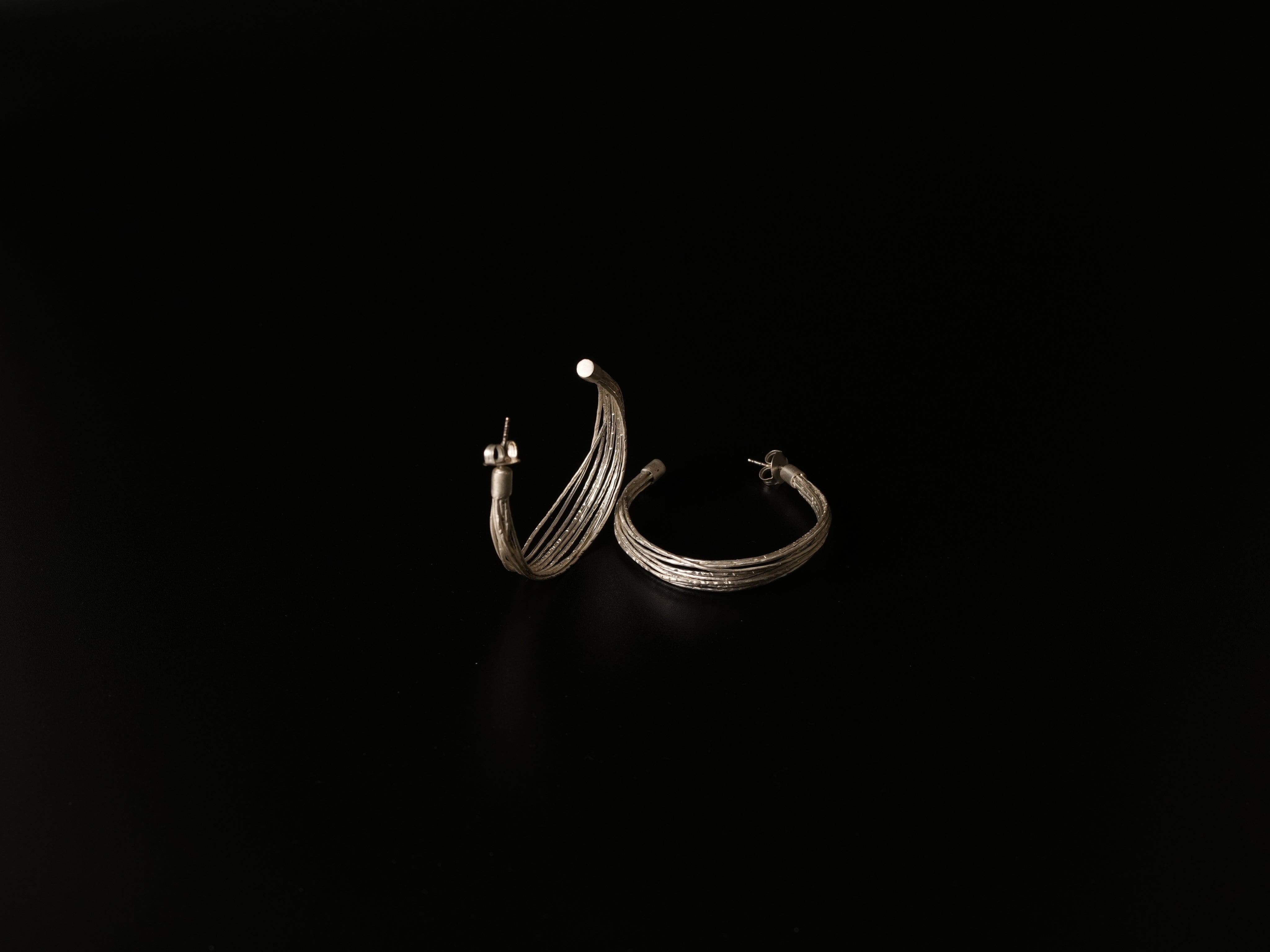 Matte Layered Silver Hoop