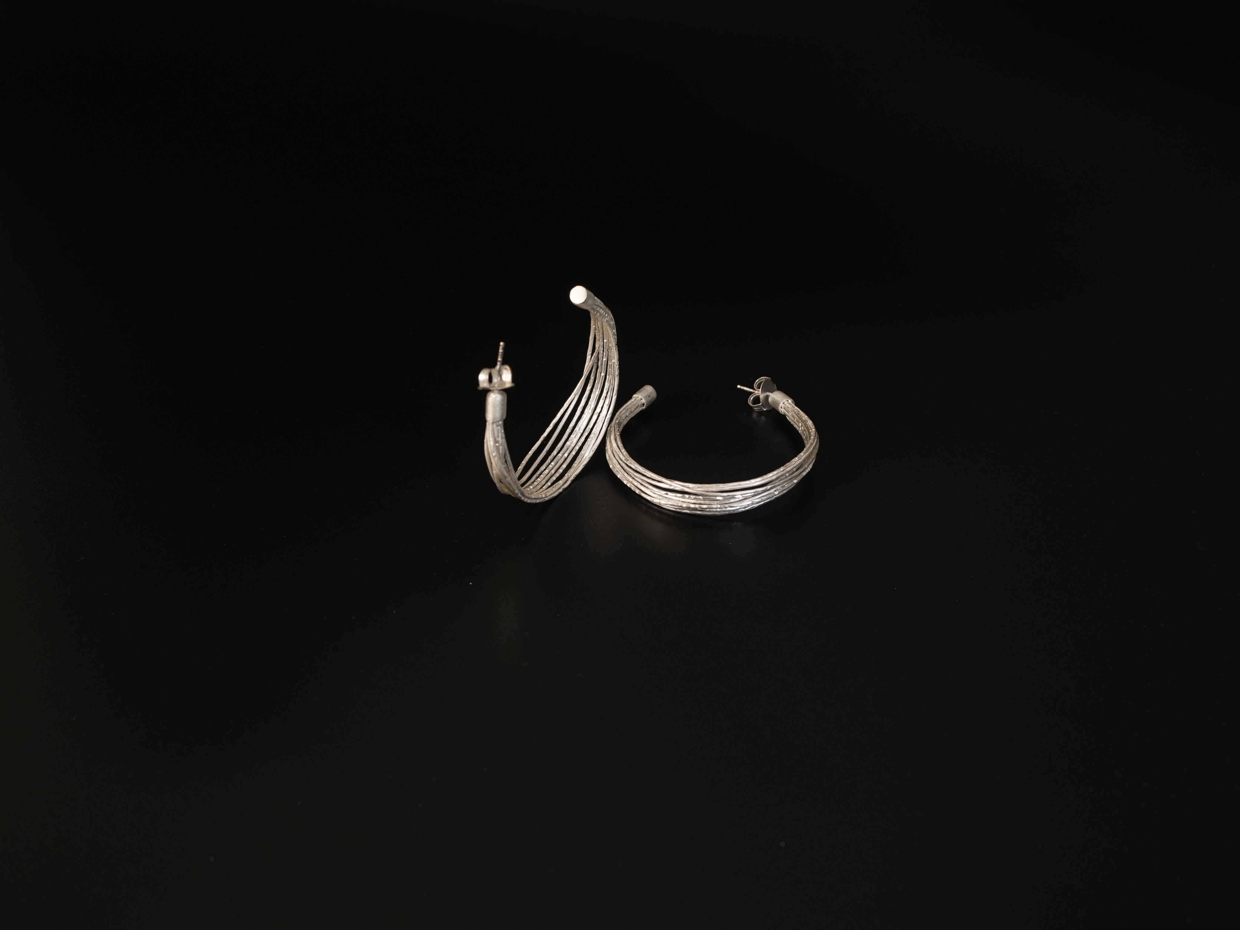 Matte Layered Silver Hoop