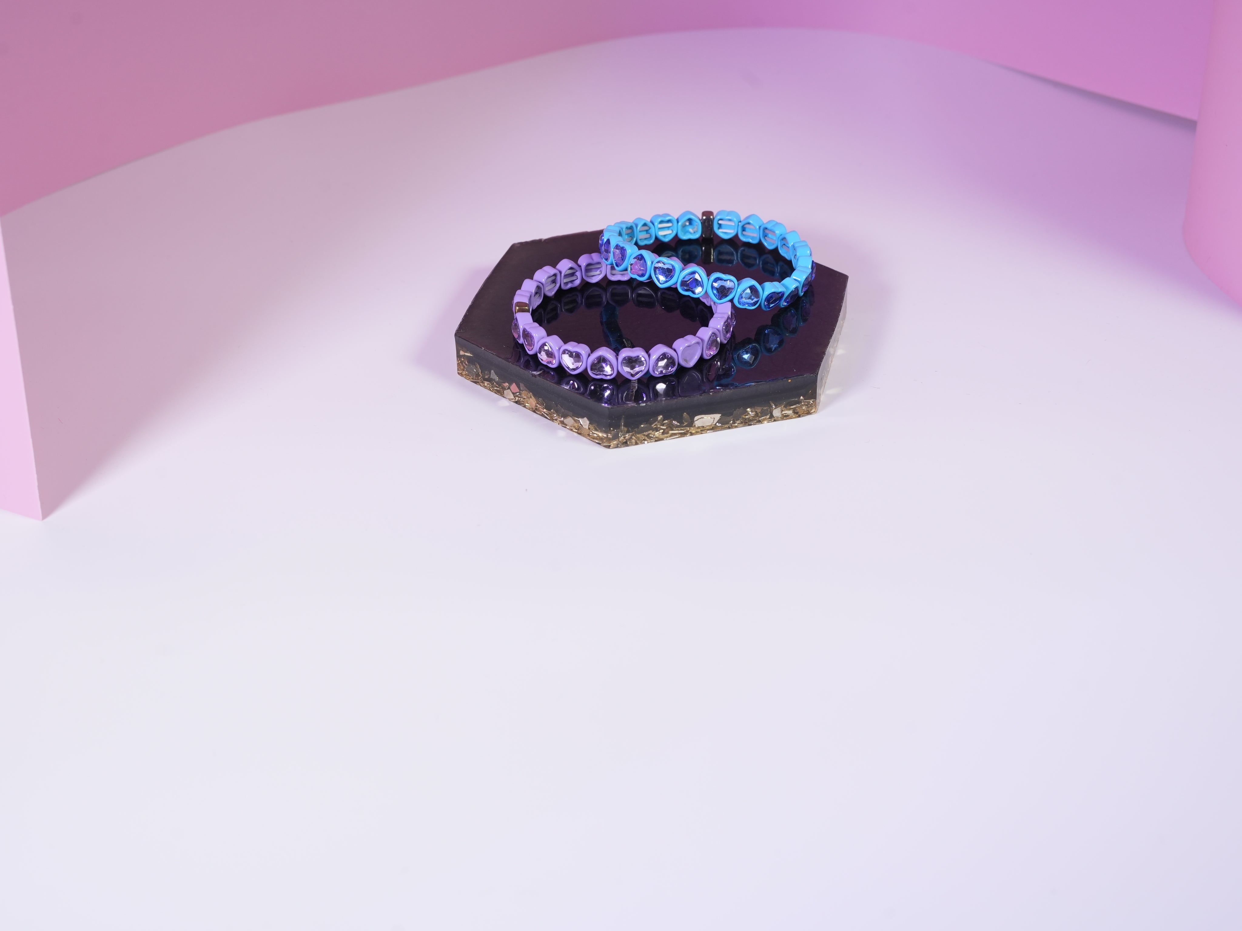 Heart elastic bracelet blue