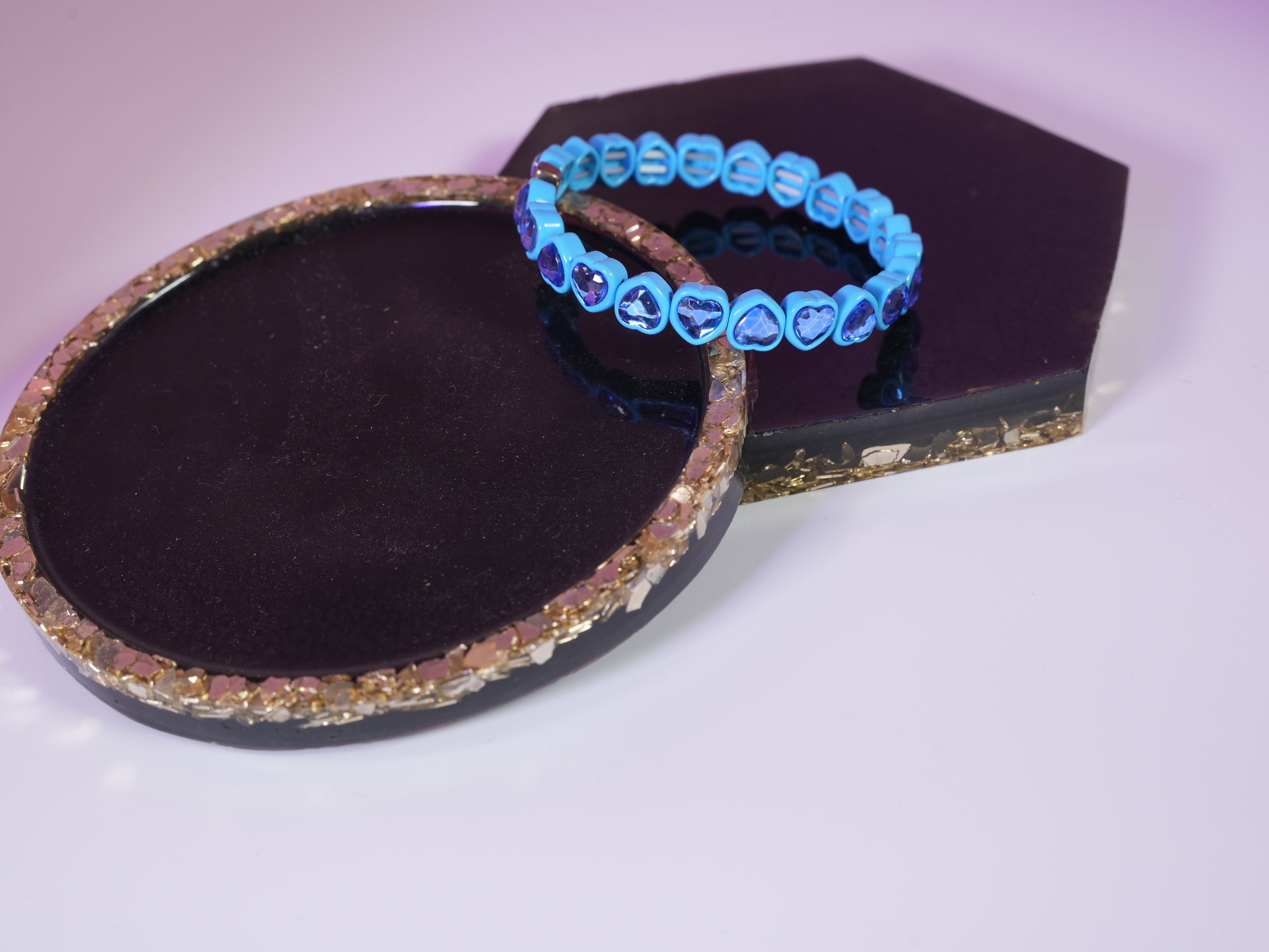 Heart elastic bracelet blue