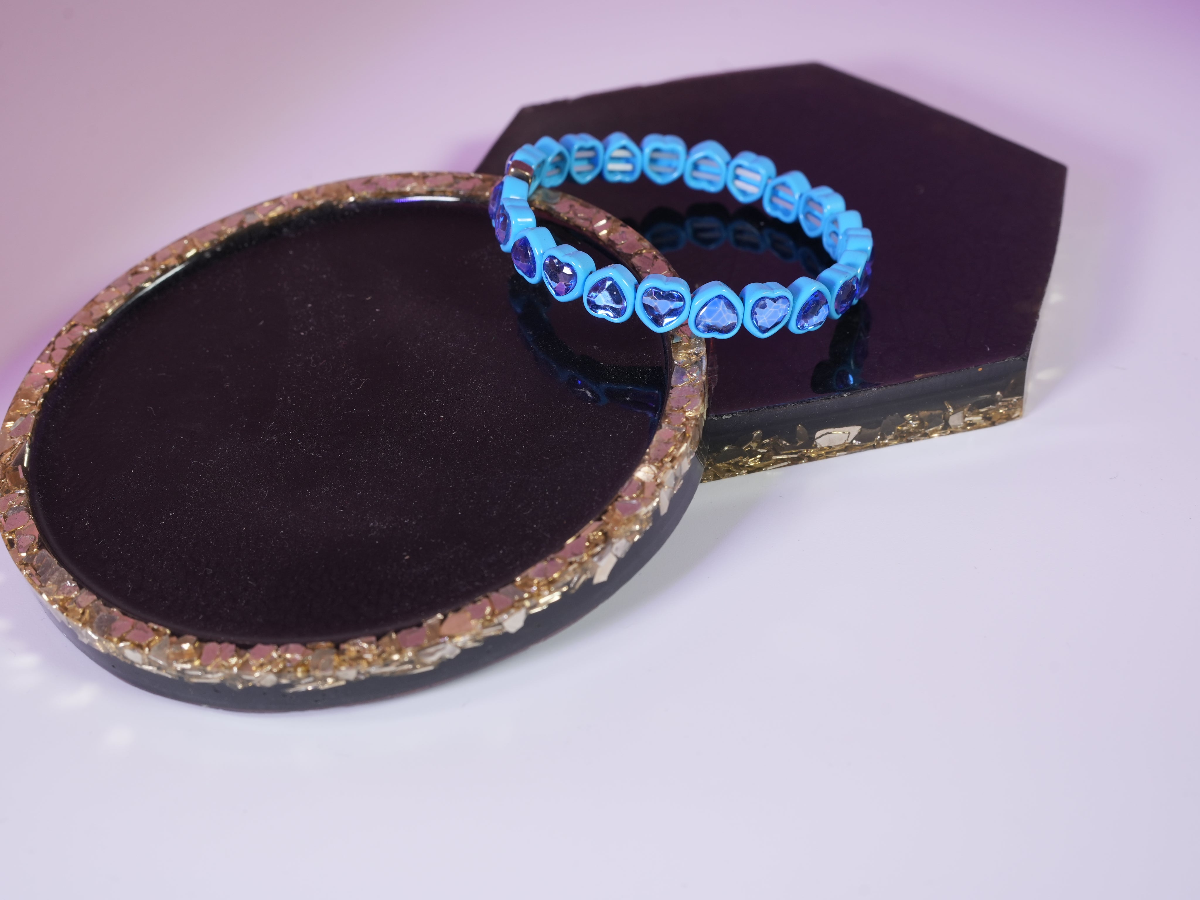 Heart elastic bracelet blue