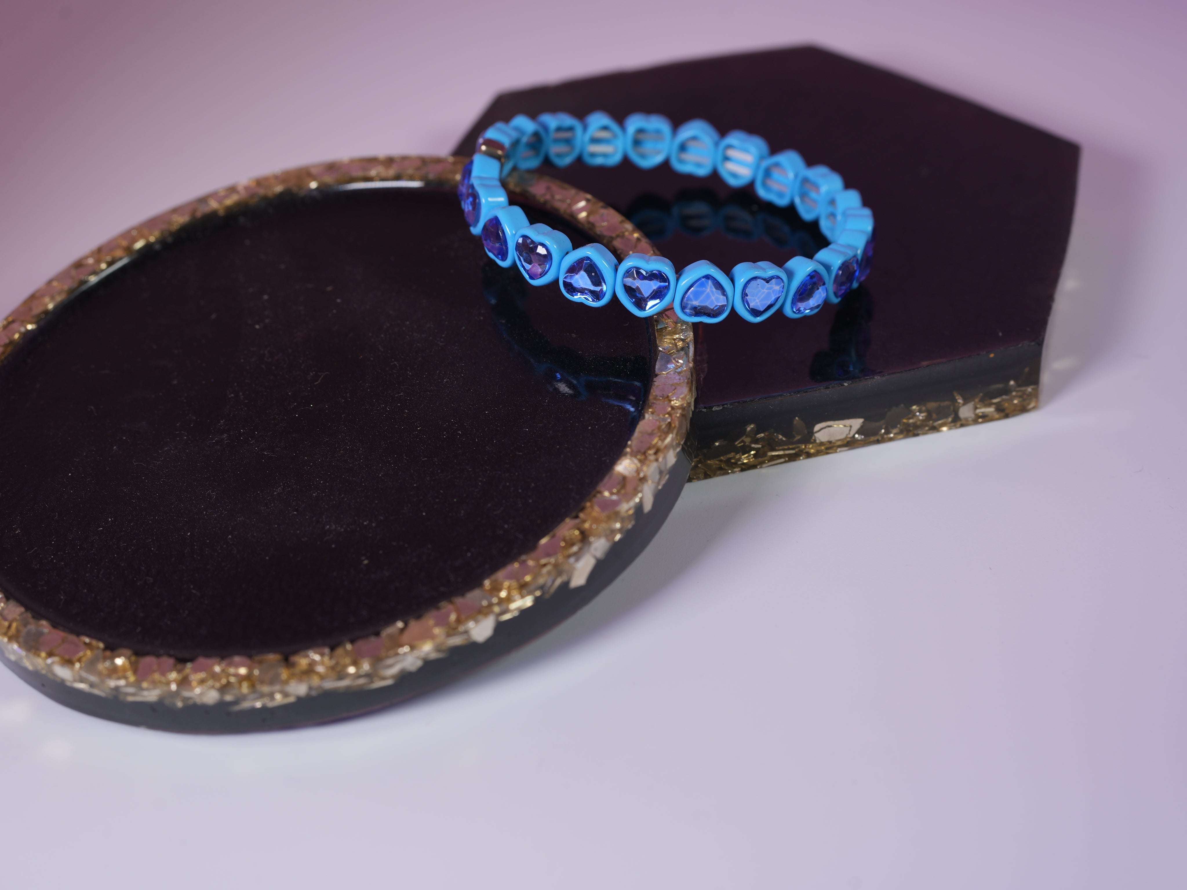 Heart elastic bracelet blue