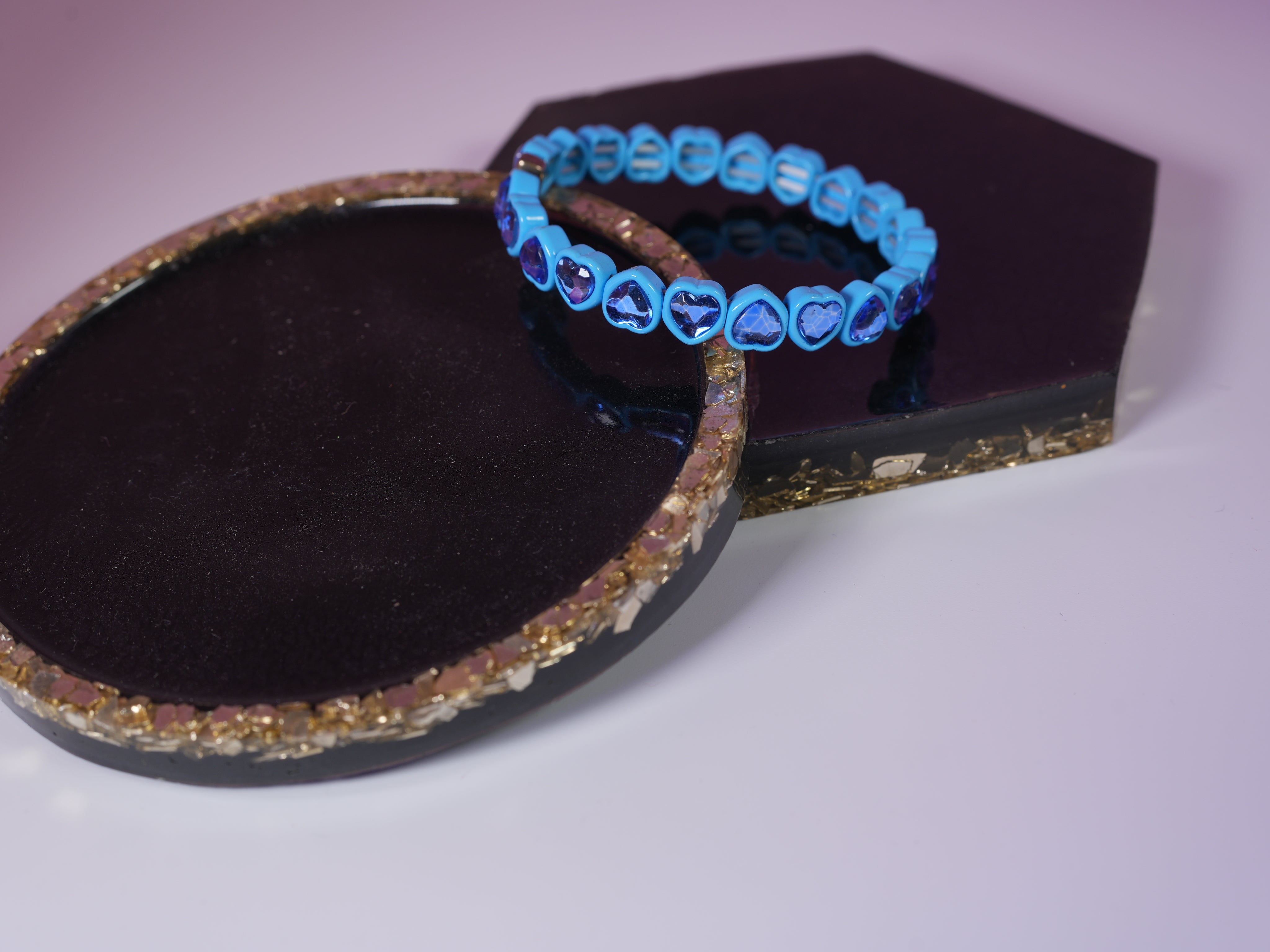 Heart elastic bracelet blue