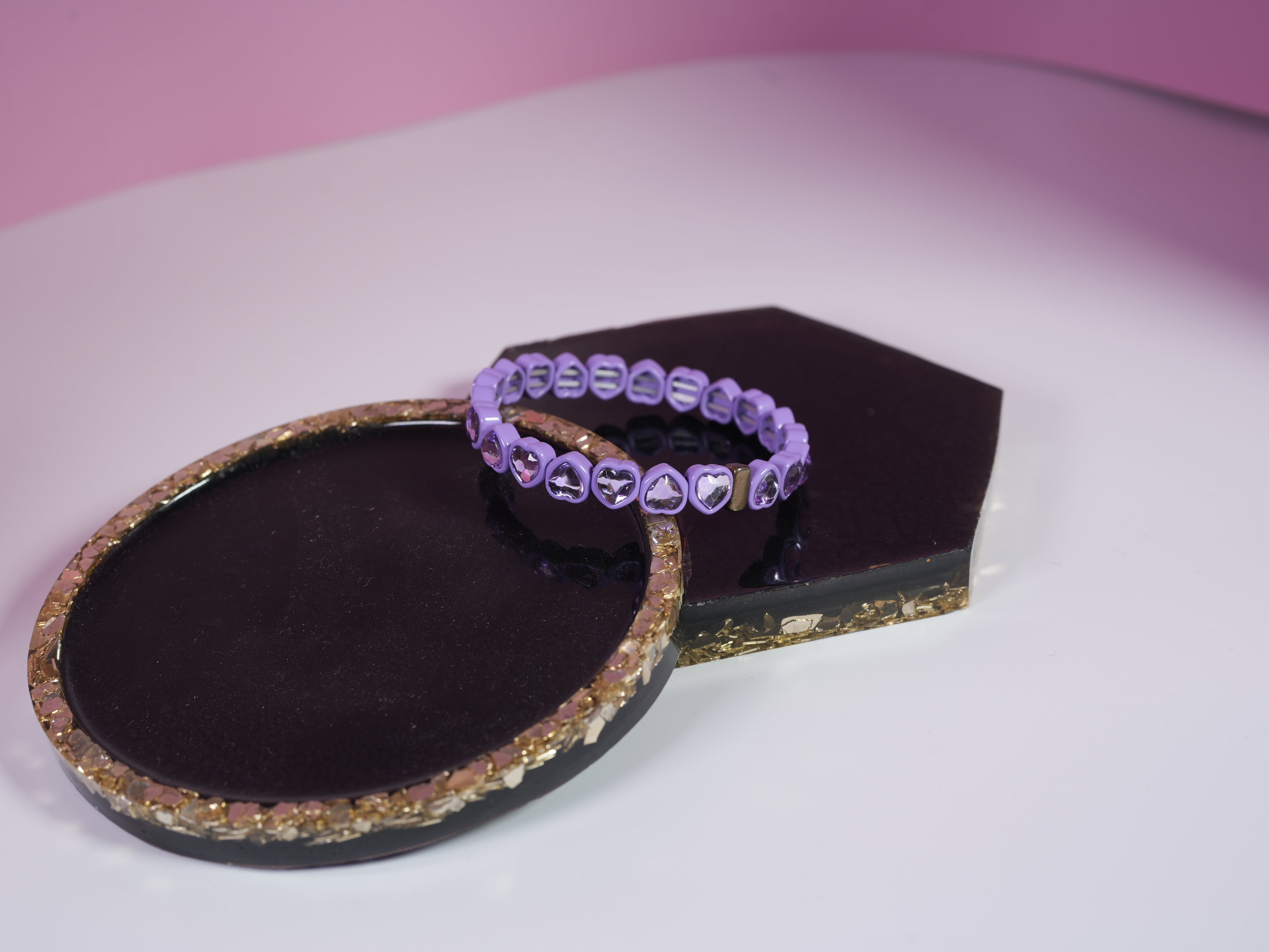 Heart elastic bracelet purple