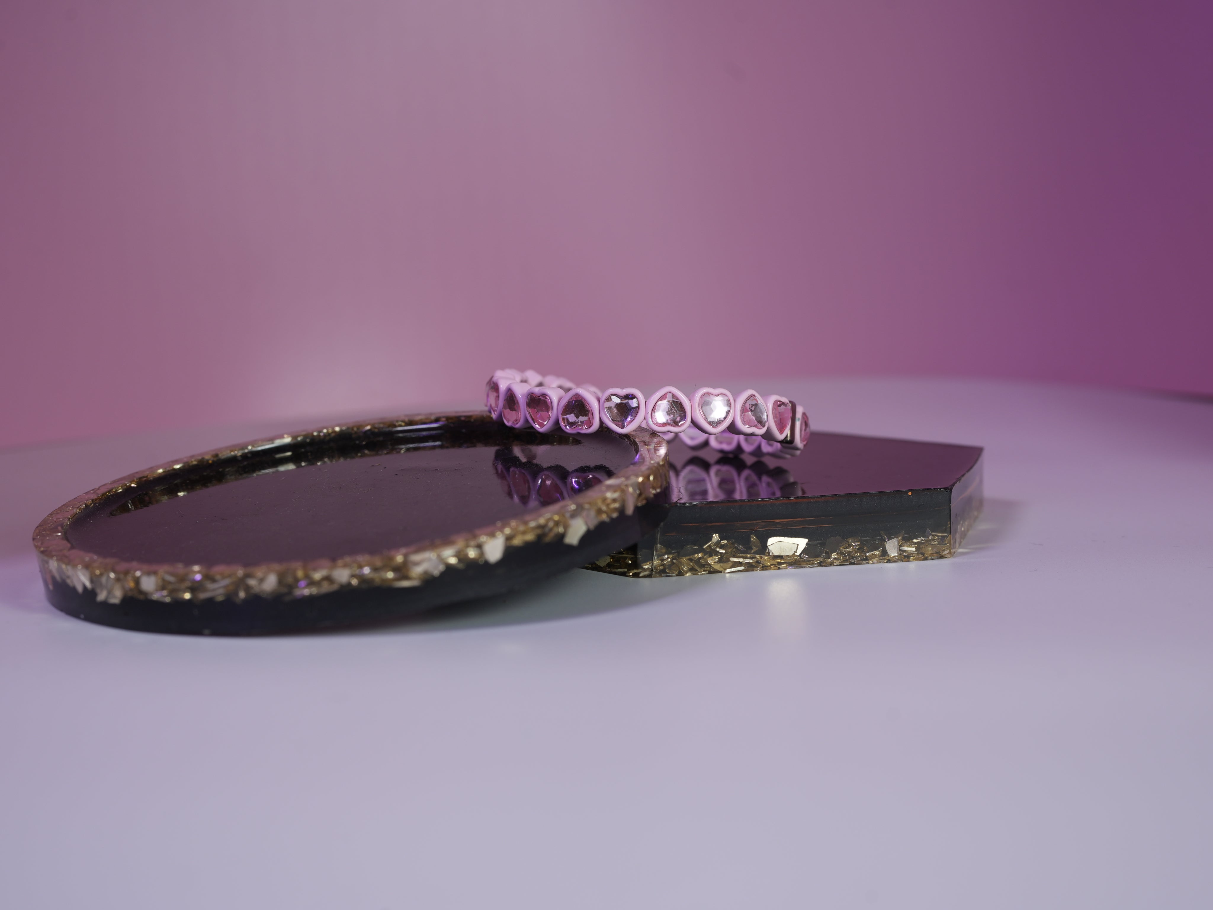 Heart elastic bracelet baby pink