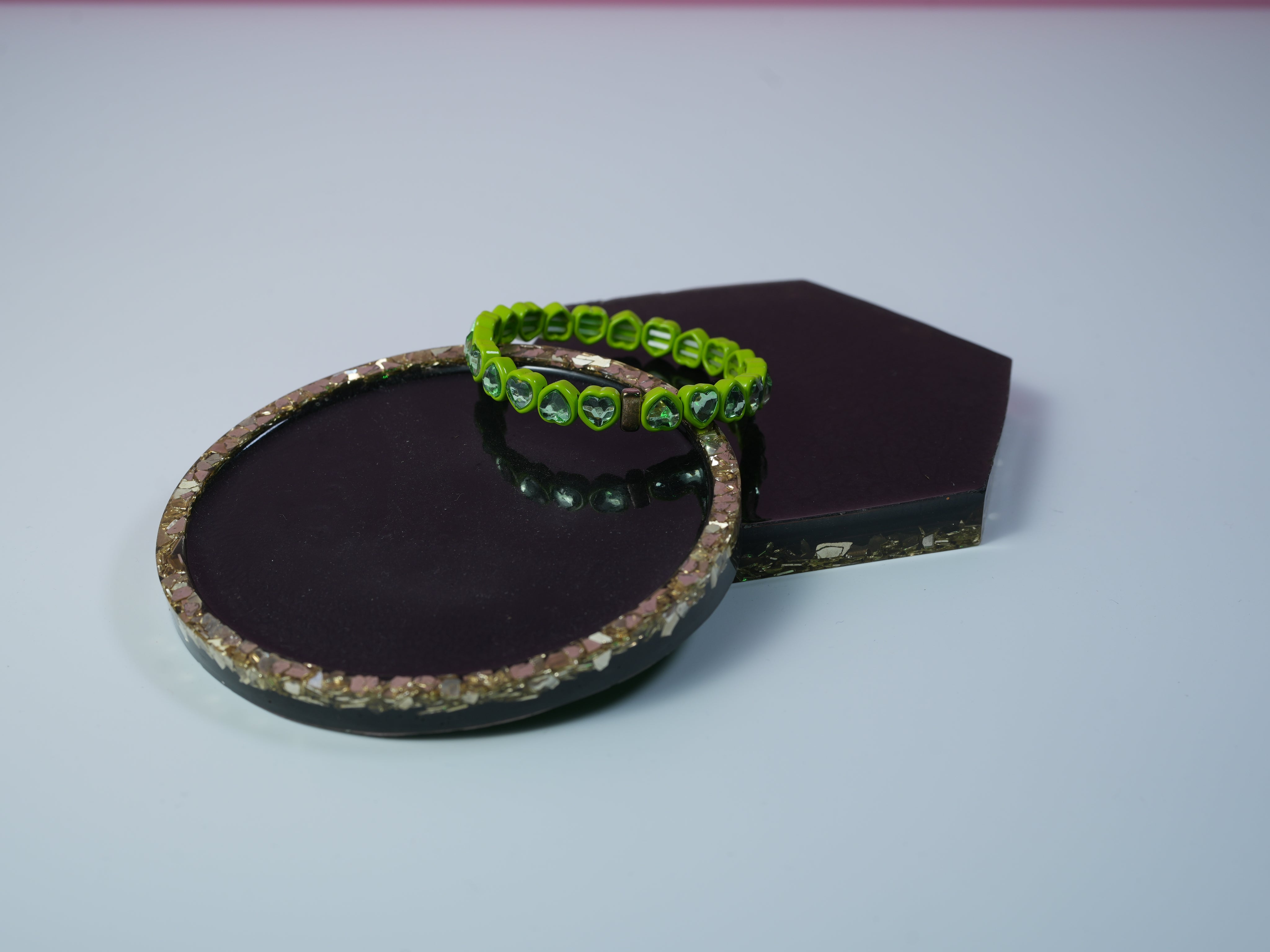 Heart elastic bracelet green